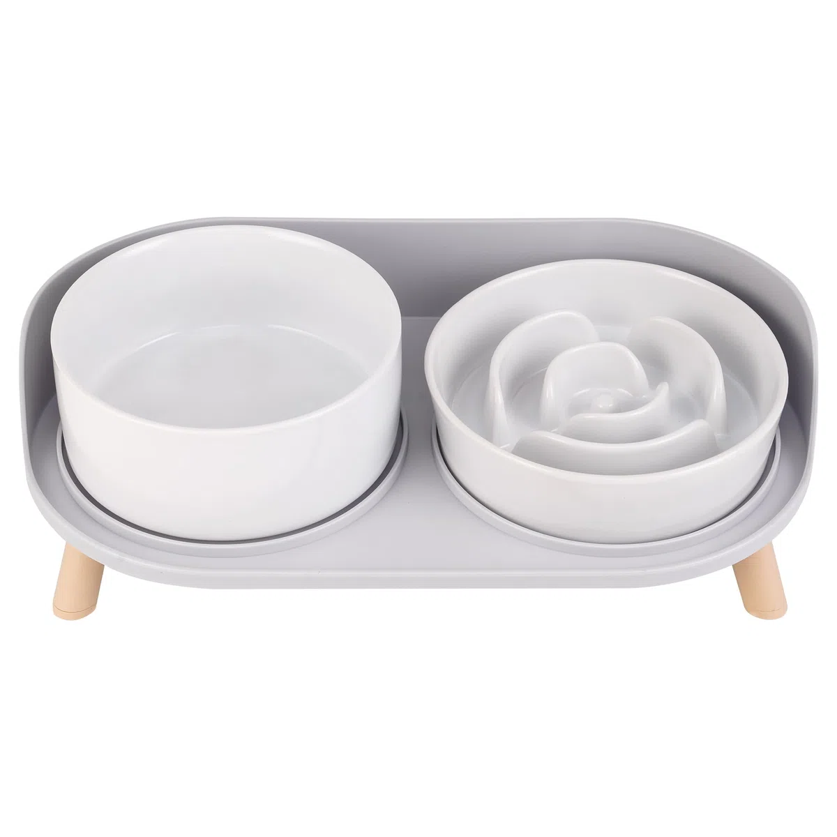 Gamelle Chien Anti-glouton surélevée Set - gamelles céramique avec Support Plastique antidérapant - Bol Alimentation Lente et Bol d’Eau pour Chiens de Petite et Moyenne Taille
