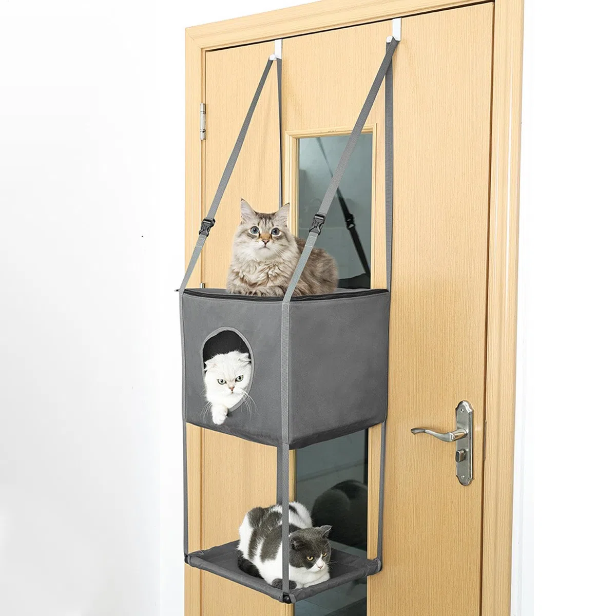 Espace sur les arbres pour chats - Grimpeur pour chat monté sur la porte, Meubles de lit tour pour chat | Hamac pour chat pliable à accrocher à la porte, 16 x 13 pouces, Niche pour chat souple