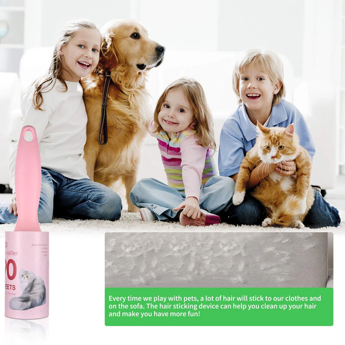 Lot de 9 Rouleaux de 15 mètres divisés en 90 Feuilles prédécoupées (Total 135 mètres)+1 poignée, Brosse adhésive Rouleau pour Chiens et Chats Rouleau pelucchi