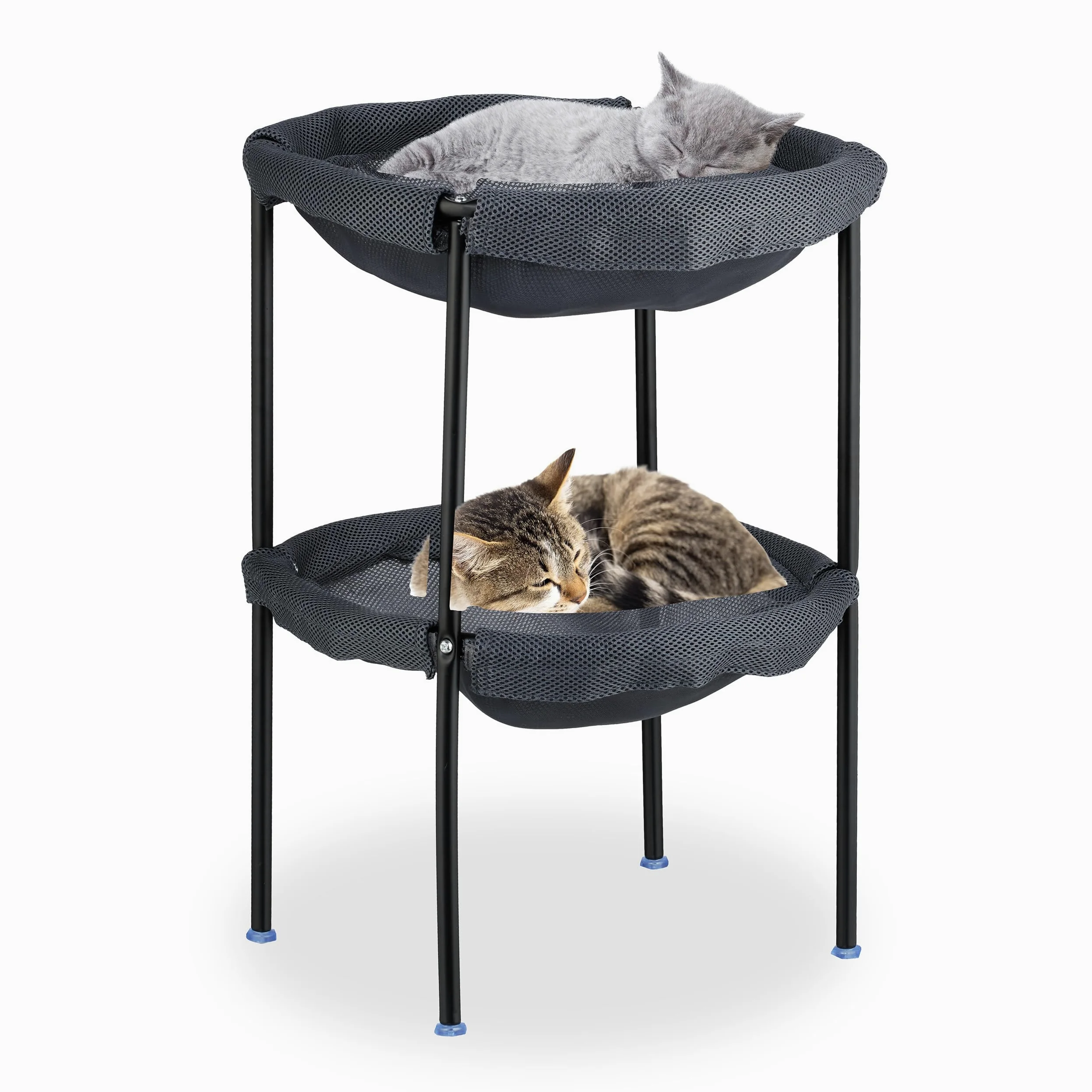 Relaxdays hamac pour Chats, 2 étages, Fauteuil Suspendu surélevé, HLP : 59x41x43 cm, lit Double pour Chats, Gris et Noir