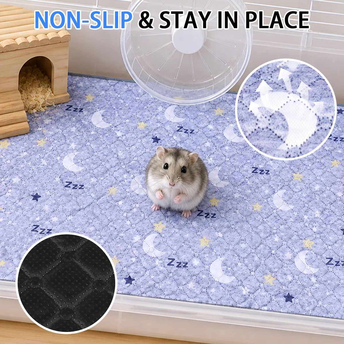 Tapis Cage pour Cochon d'Inde et Lapin 2 pièces Tapis Lavable et Réutilisable Anti-Fuite et Antidérapant Absorbant pour Petit Animal