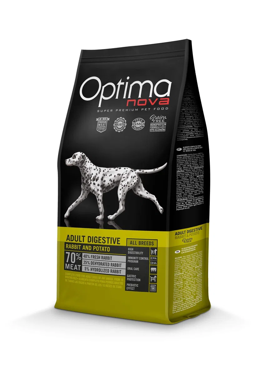 OPTIMANOVA Dog Digestive Lapin ET Pommes DE Terre 2KG CROQUETTES Chiens Adultes sans CÉRÉALES