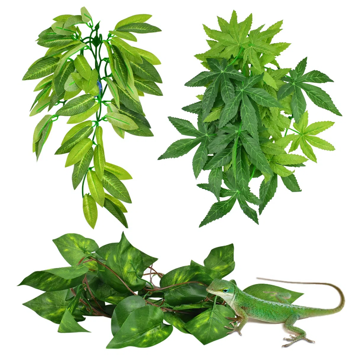 ERKOON Lot de 3 plantes artificielles en plastique pour aquarium et terrarium