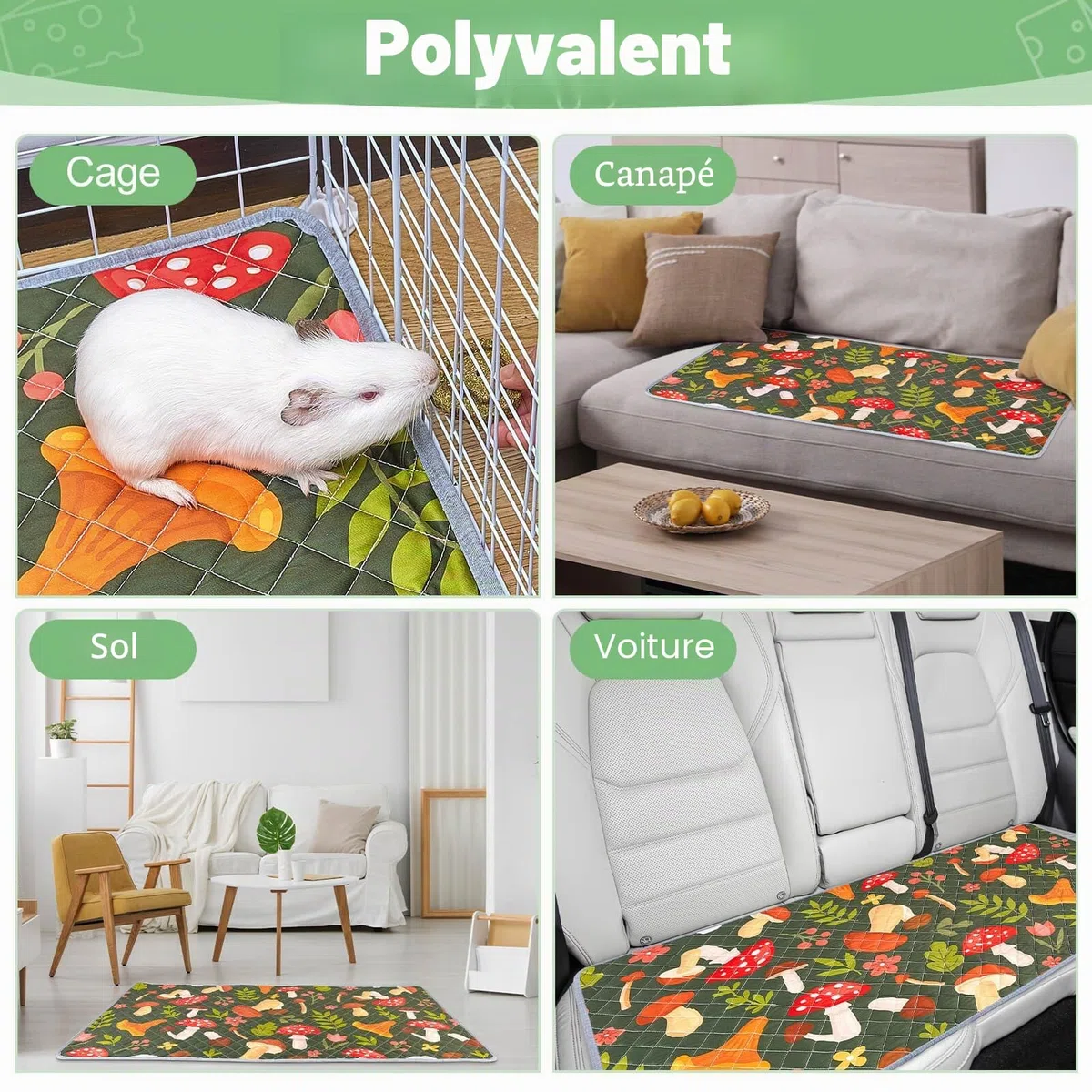 Lot De 2 Tapis Lavables Et Réutilisables pour Cage De Cochon D’Inde, Doublures Absorbantes pour Pipi, Tapis pour Petits Animaux, Lapins Et Hamsters