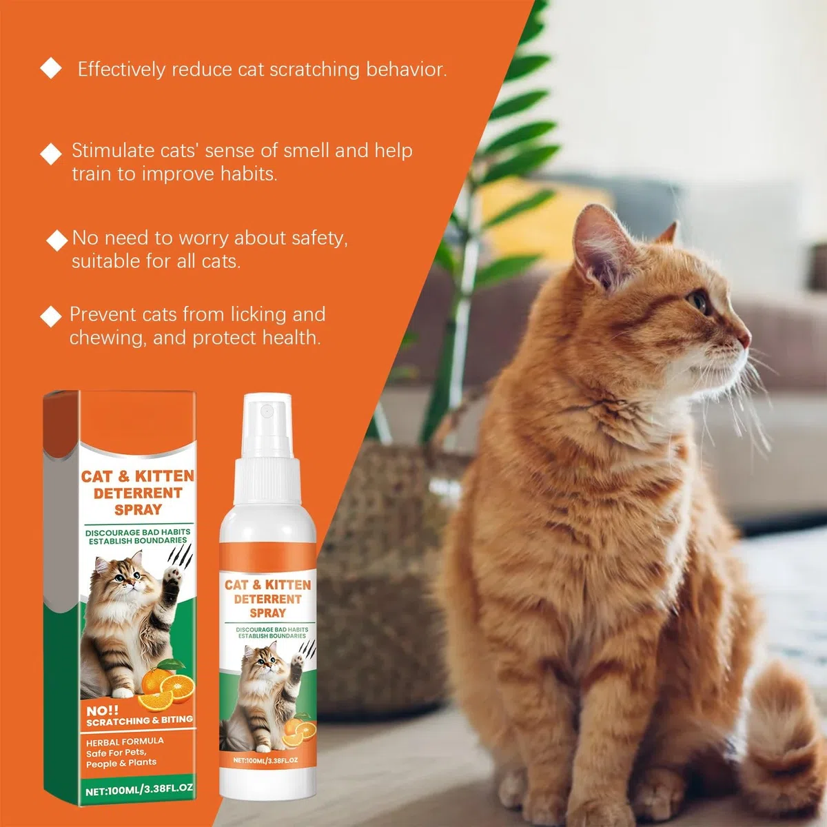 Générique Spray Anti Griffure Chat, Spray D'entraînement Chat, Protecteur de Meubles Contre Les Rayures de Chats pour Chats, Chiens, Intérieur et Extérieur, Canapé, Porte, Tabl 100 ML
