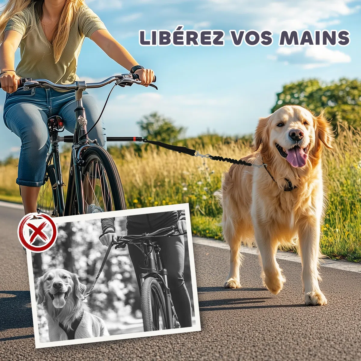 PawHut Laisse pour Chien pour vélo 124 cm, Facile à Installer et Amovible, vélo pour Chien Mains Libres, Laisse d'exercice pour l'entraînement, Le Jogging, Le Cyclisme, Acier et Polyester, Noir