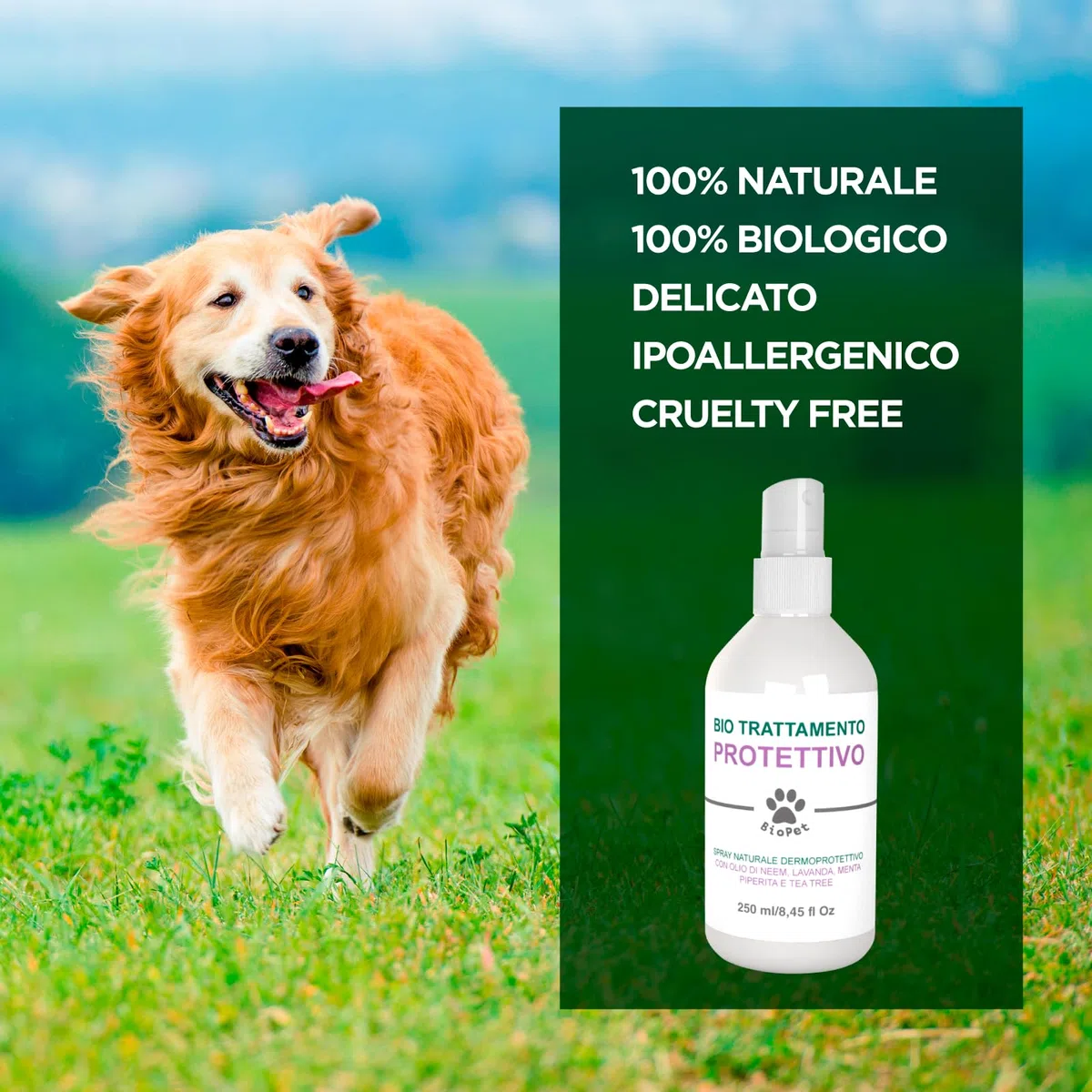 Bio PET Traitement de protection à l'huile de Neem 250 ml, Anti Moustique Chien