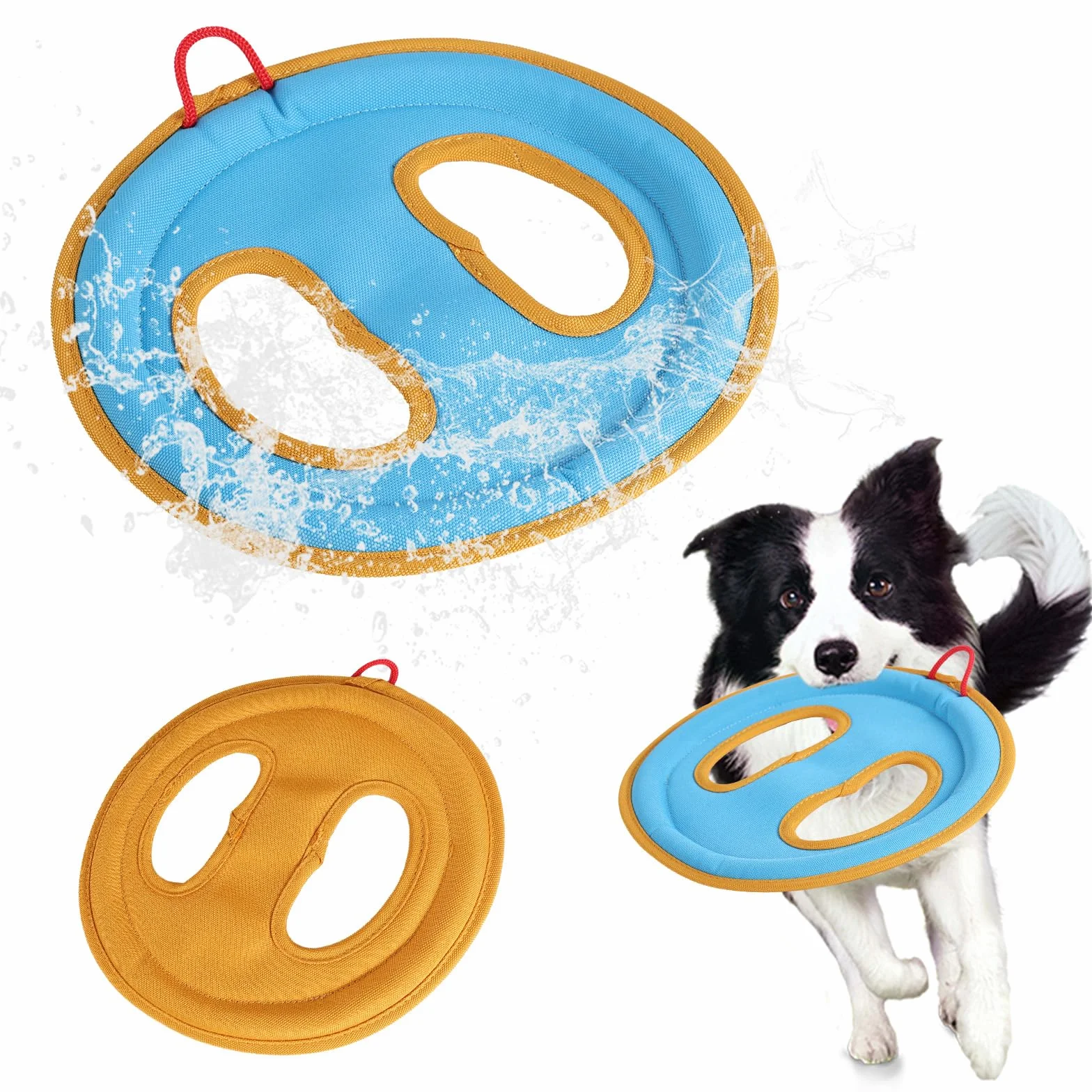 lasuroa Disque Volant Chien, 23,5cm Jouet Flottant à Bords Souples Doux pour Les Dents Jouet d'Extérieur Léger en Toile pour Chiens de Taille Moyenne à Grande
