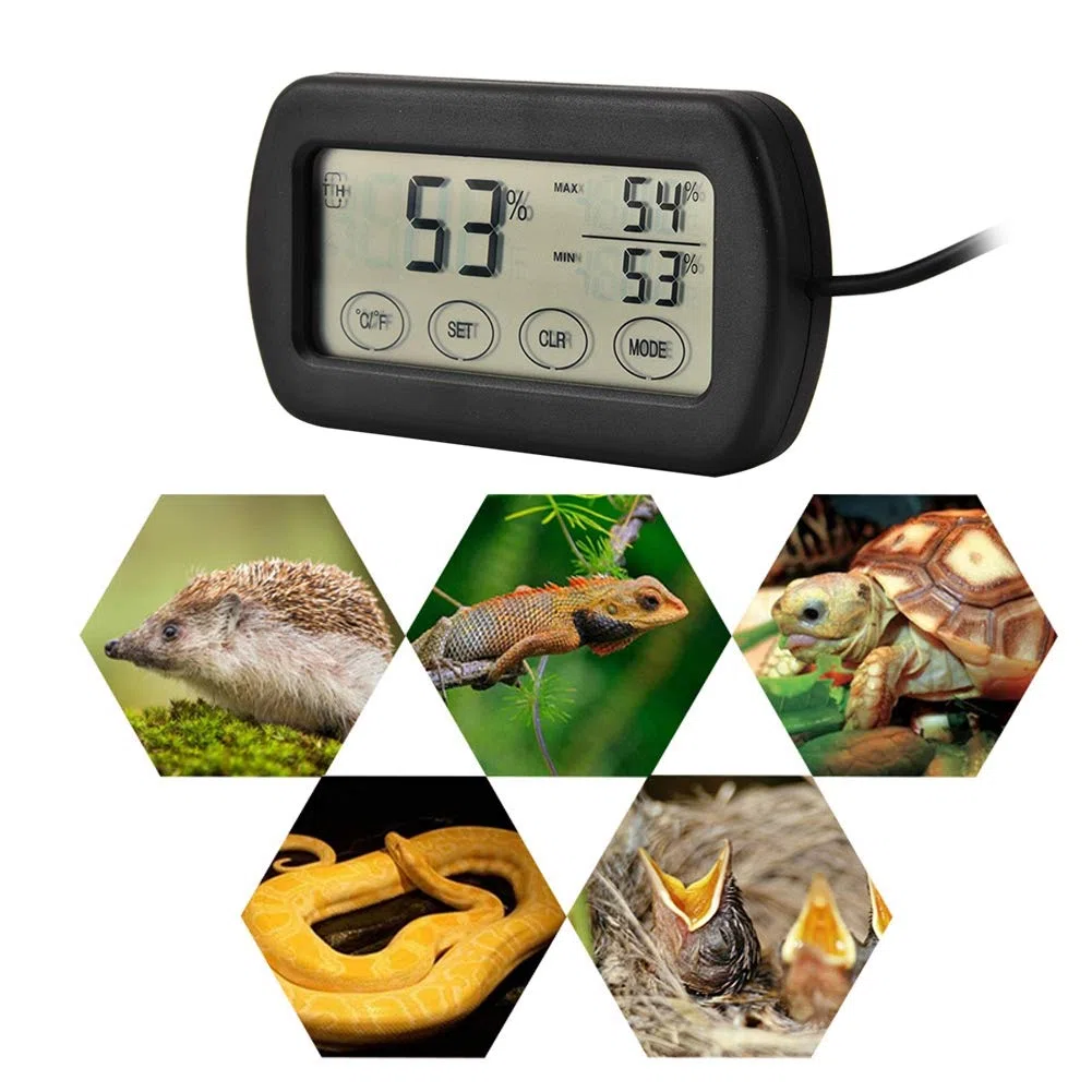 Tnfeeon Thermomètre, hygromètre, Affichage LCD numérique, thermomètre et hygromètre pour incubateur d'oeufs, réservoir de Reptiles, indicateur de température intérieure et d'humidité extérieure