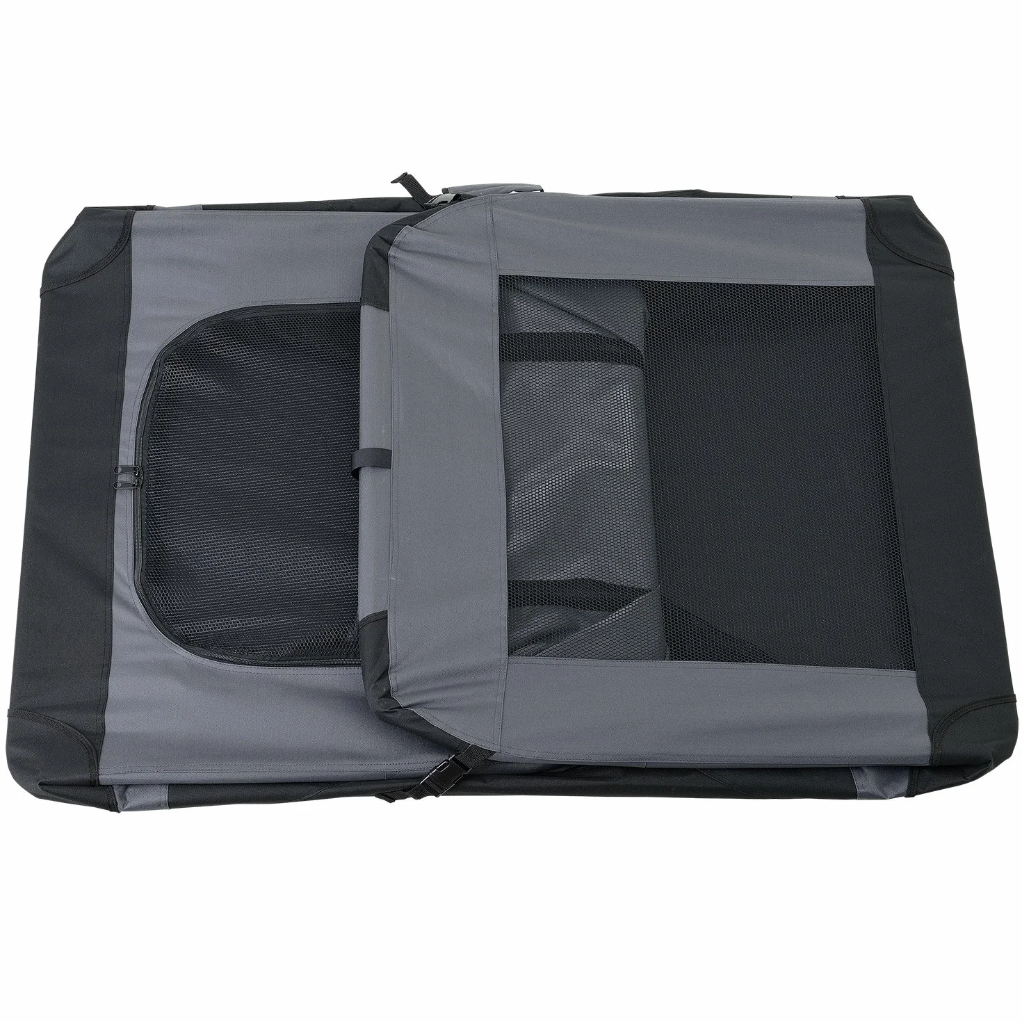 Cage de Transport pour Chien Box de Transport pour Chien Chenil Polyester Pliant Gris Taille L