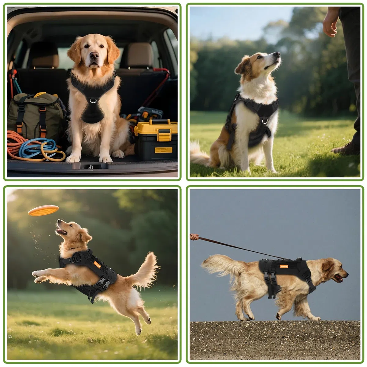 Alfheim Harnais Tactique pour Chiens avec Poignée pour Chiens de Taille Moyenne - Harnais Réglable sans Traction, Gilet Imperméable Léger Rembourré pour l'entraînement et la Marche Quotidienne