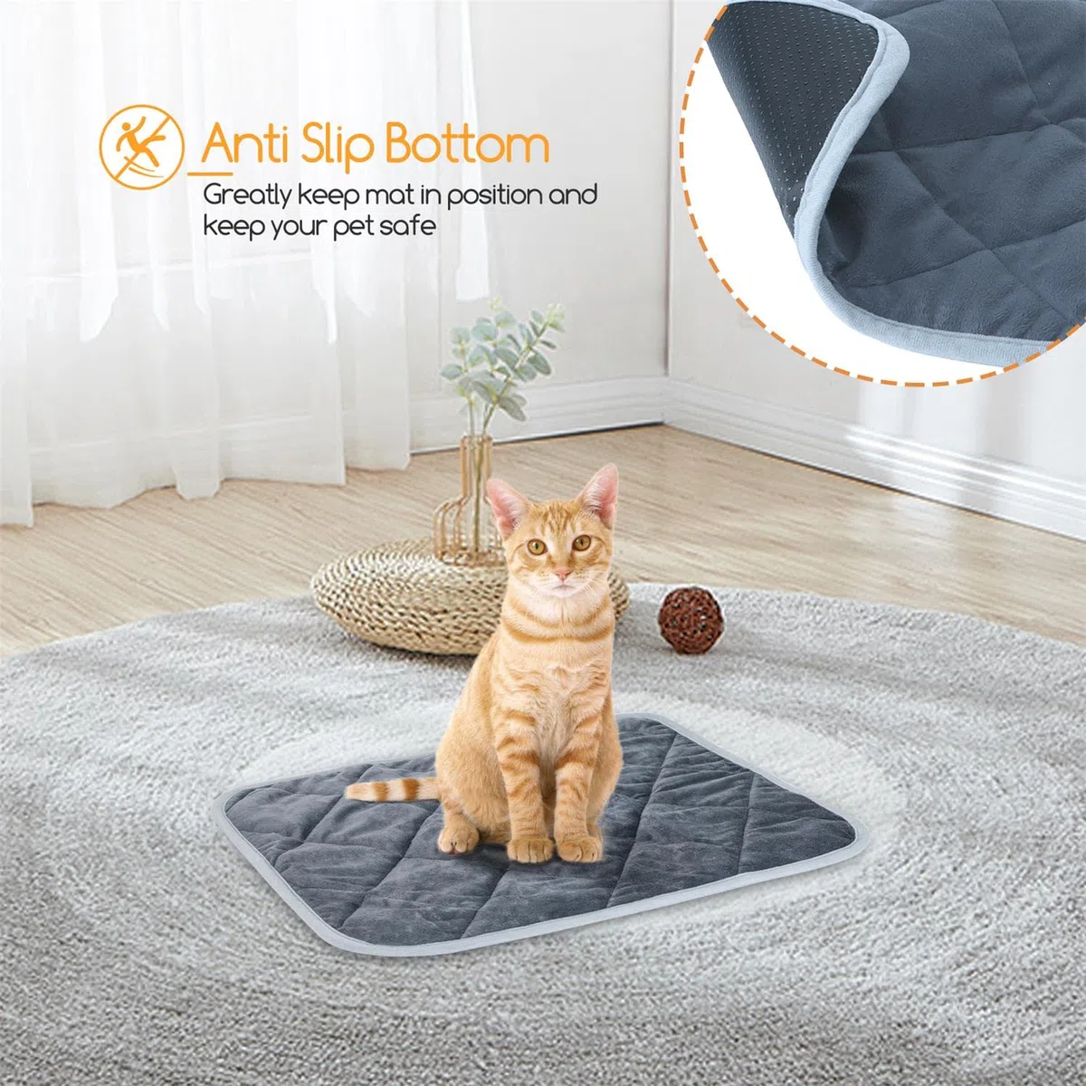 Nobleza Coussin Auto-Chauffant pour Chat & Chien, Tapis Couverture Thermique Confortable et écologique Lavable Anti-dérapant Etanche, sans électricité & Batteries, 40x50cm