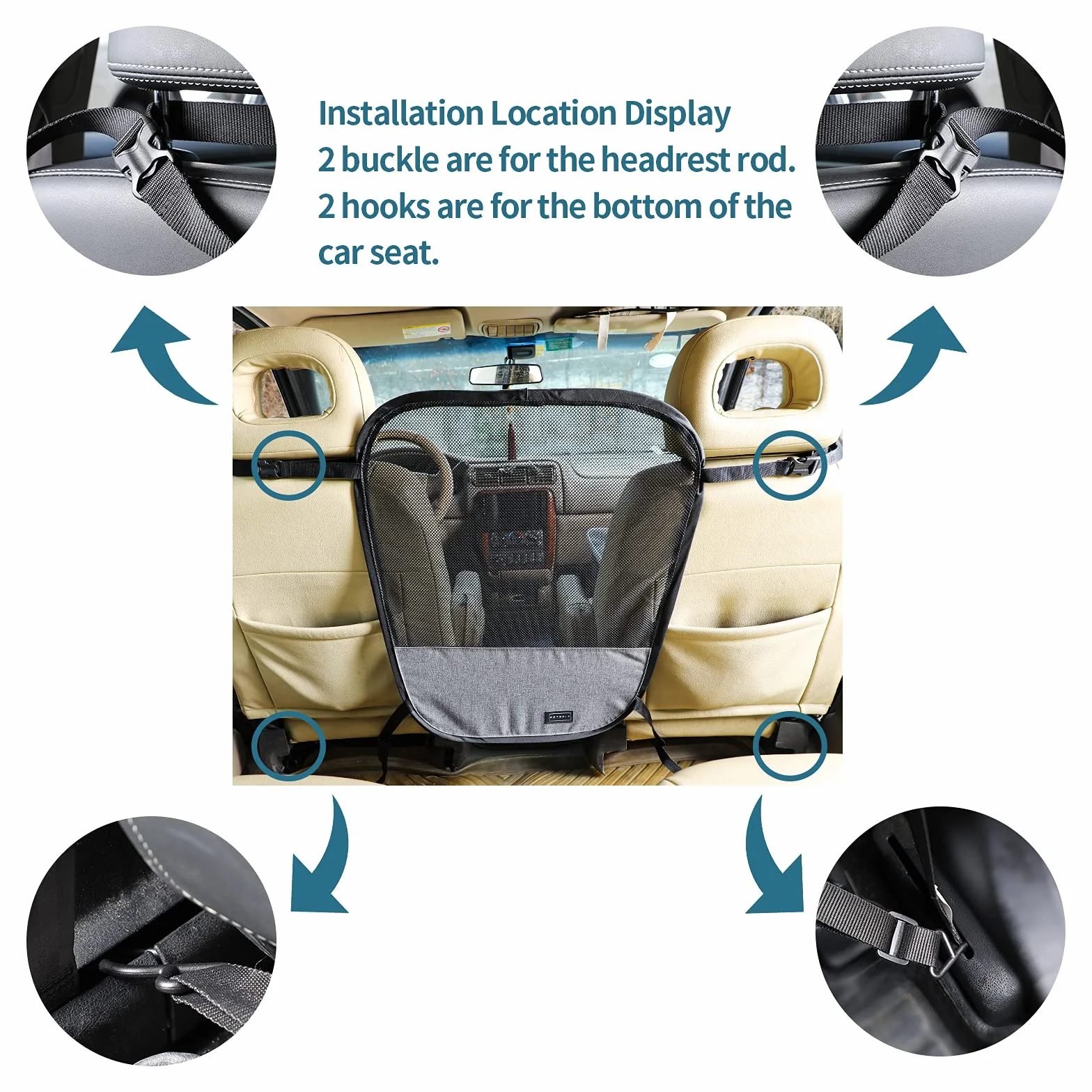 Petsfit Filet Voiture pour Chien Portable Filet de Protection Voiture Séparation pour Chien Chat Filet, Garde-Vhien SUV pour Un Transport en Toute Sécurité