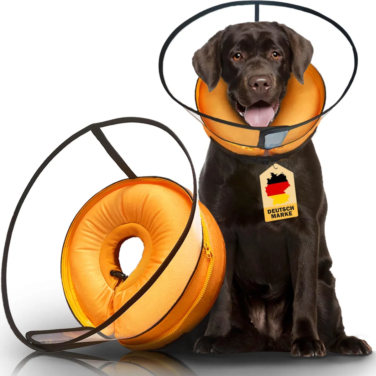 2-en-1 Collerette Chien Gonflable avec Couvercle Anti Lechage, Collerette Chat Anti Lechage, Body Chien Post Operatoire [Taille 5]