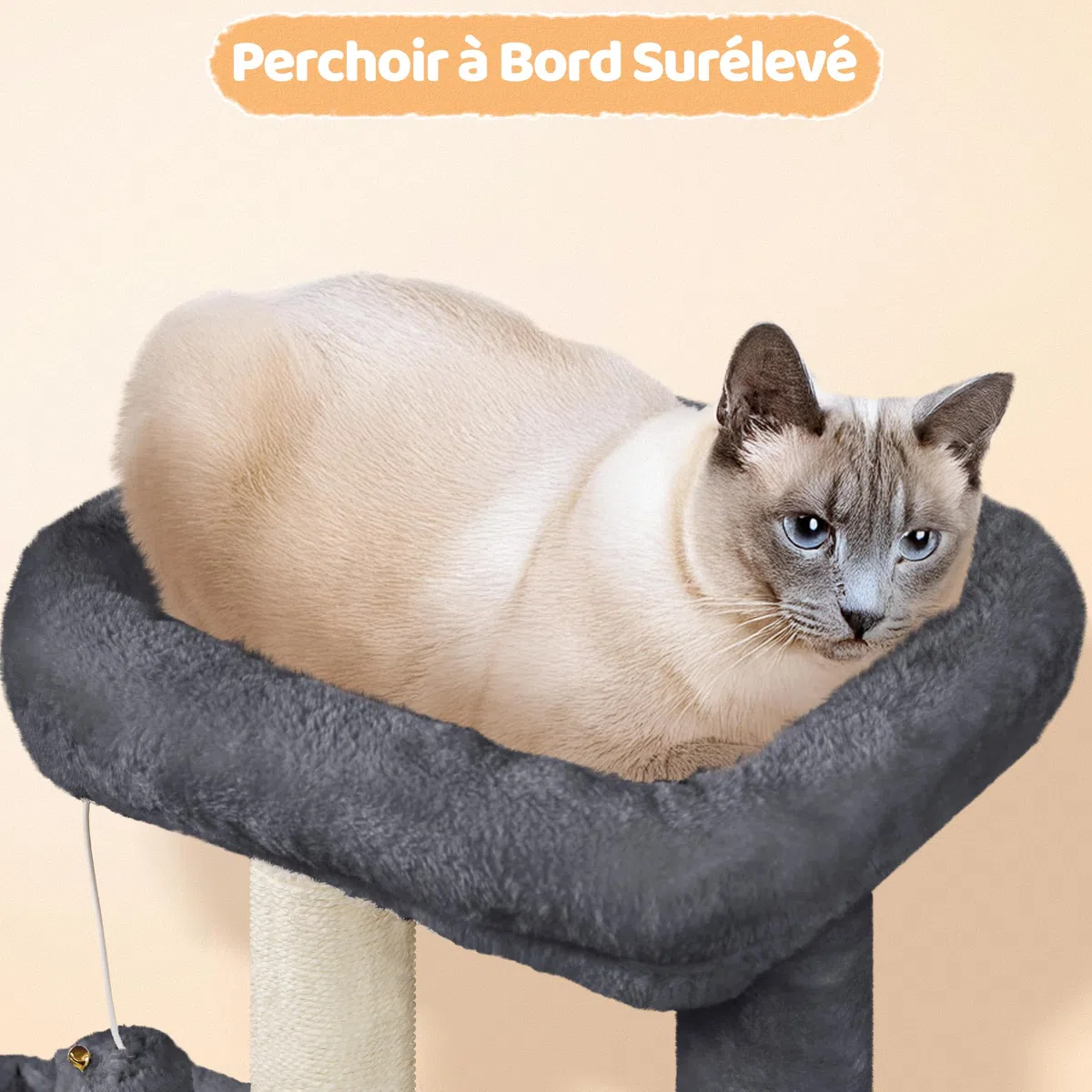 Yaheetech Petit Arbre à Chat Multiniveau Tour pour Chat avec Poteaux Griffoir Cordes Sisal Cachette Panier Niche Plateforme Boule Suspendue Arbre à Grimper 87 cm de Haut Gris Foncé