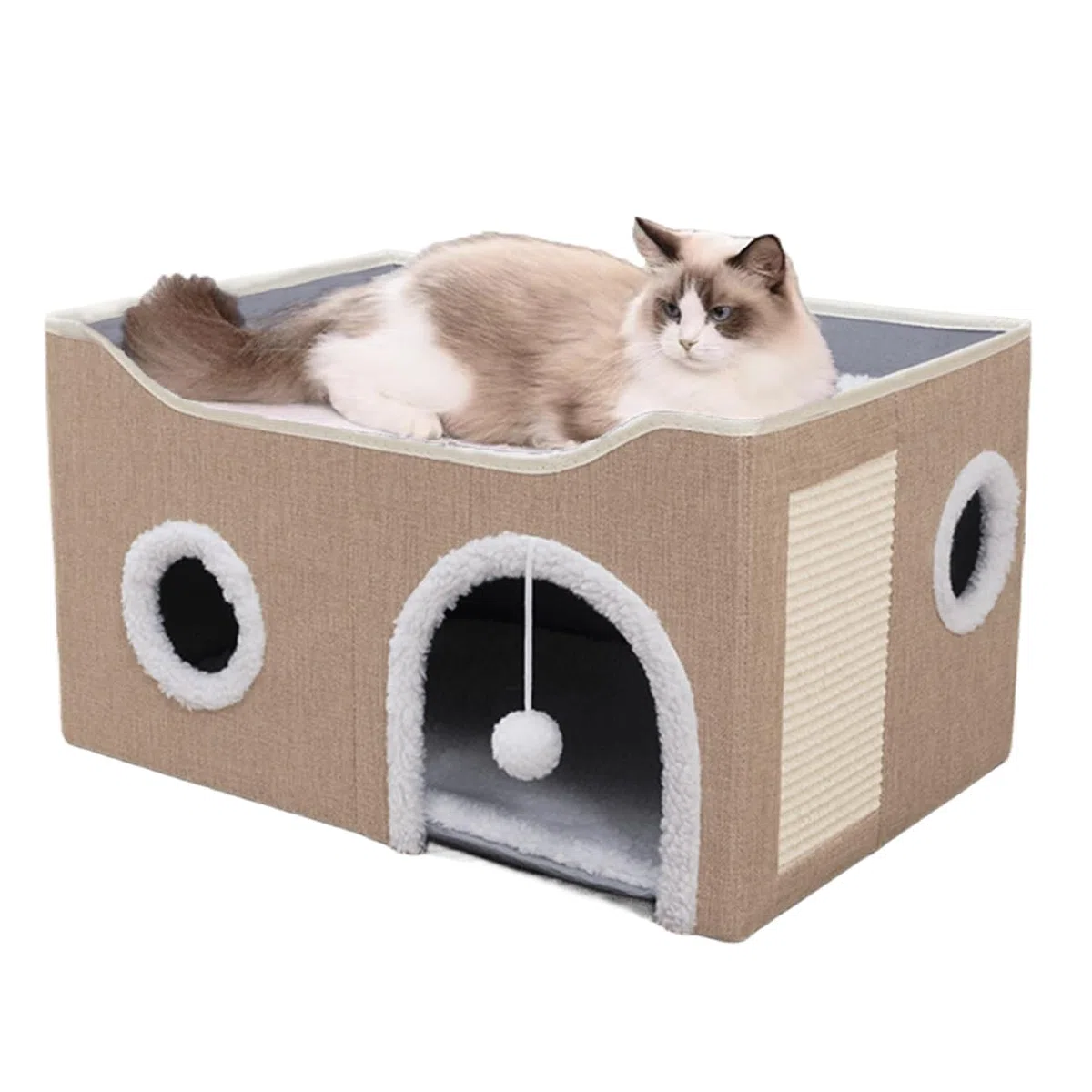 ERNAN Lit Niche Chat d’intérieur.Maison pour Chat. Niche Interieur avec Coussin Amovible Lavable rembourré,pour Que Les Chats puissent Dormir, se Cacher, s'ébattre et se gratter (Kaki)