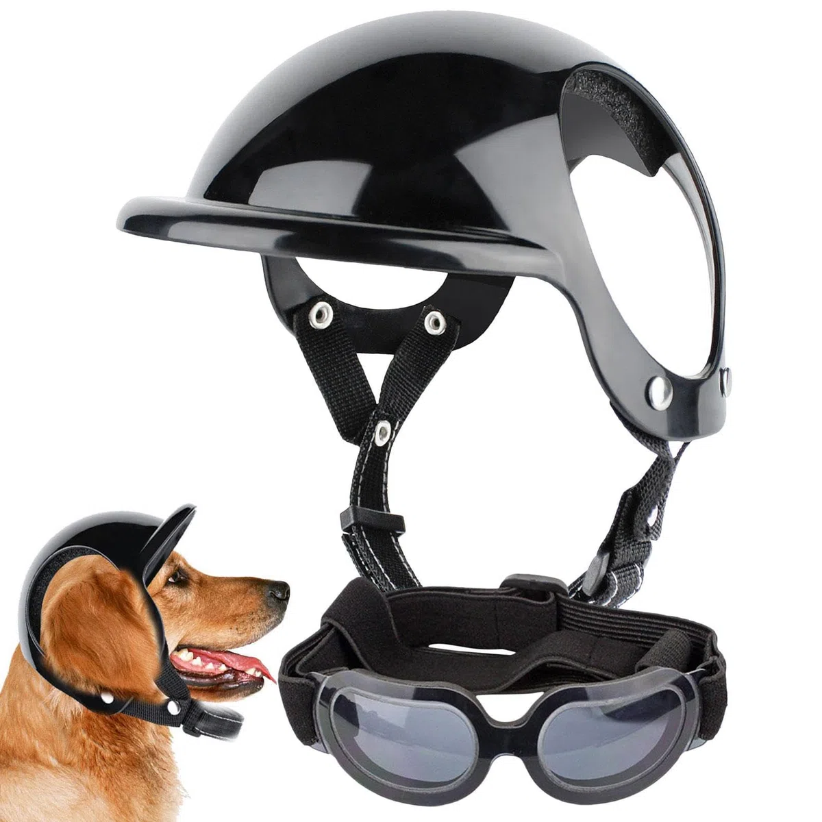 Motos pour Chiens, Casque Moto pour Animaux, Casque pour Animaux Compagnie avec Lunettes Ajustable Casque Lunettes Soleil Colorées pour Petits Chiens, Chats