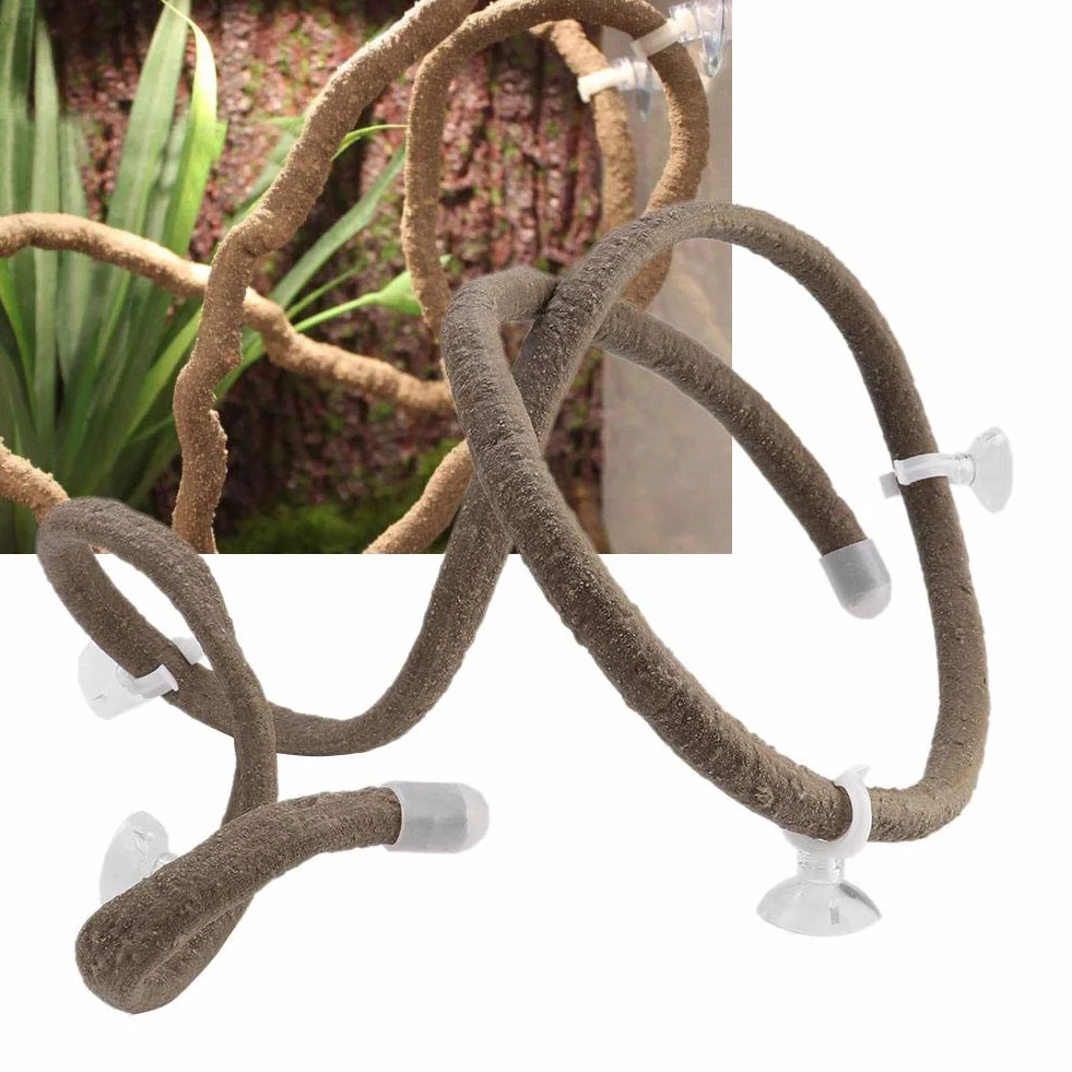 Vigne Artificielle Décorative avec Ventouses, Branche Grimpante pour Terrarium, Habitat de Reptile, Rotin Escalade, Large