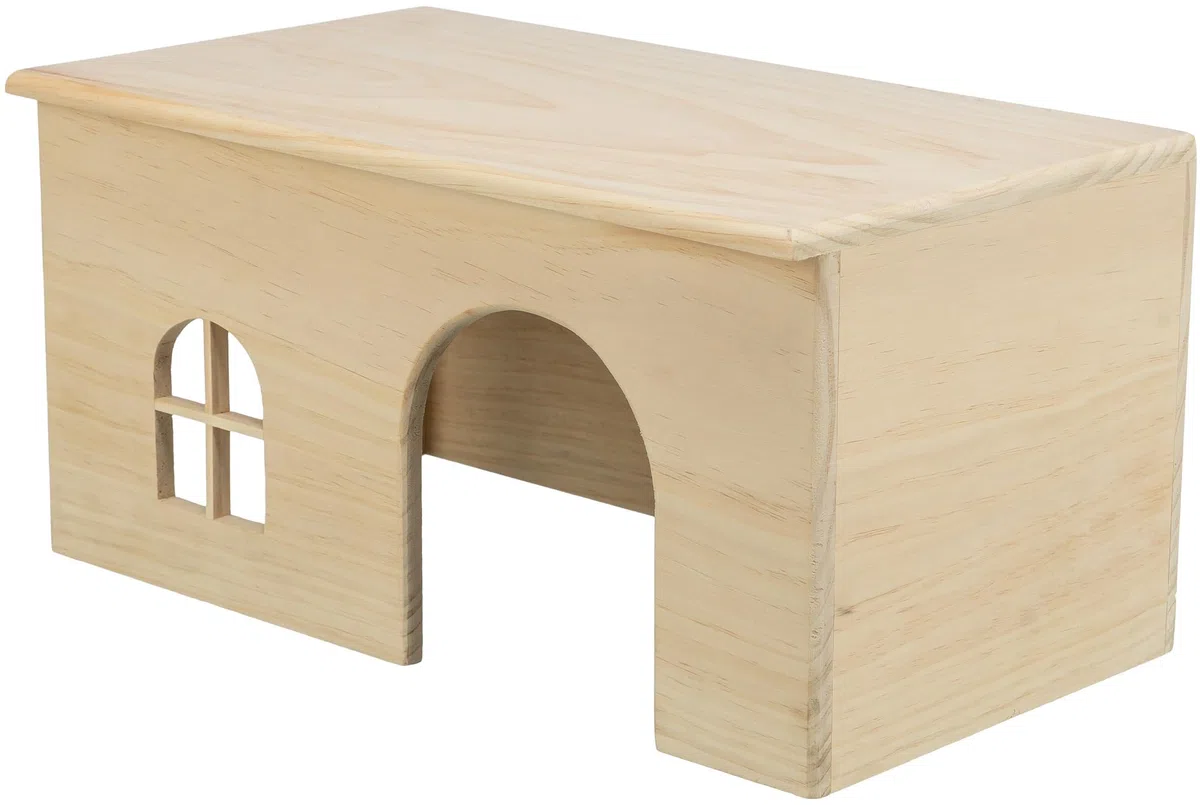 TRIXIE Maison en bois - sans agrafes ni clous - place d'observation sur le toit - par ex. pour cochons d'Inde, lapins nains - bois de pin - 40 x 20 x 23 cm - 61263