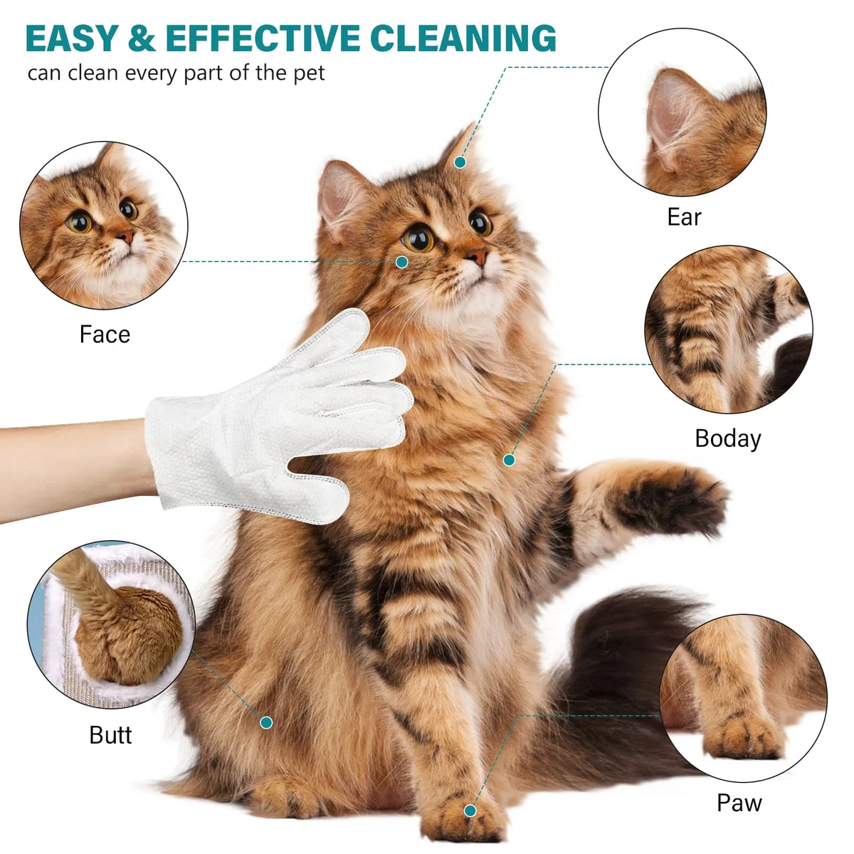 BYZESTY 36 Pièces Gants De Nettoyage pour Animaux De Compagnie, Lingette Chien Chat, Gants Tout-en-Un pour Chien Et Chat, Gants sans Lavage pour Animaux pour Voyages, Nettoyage sans Rinçage