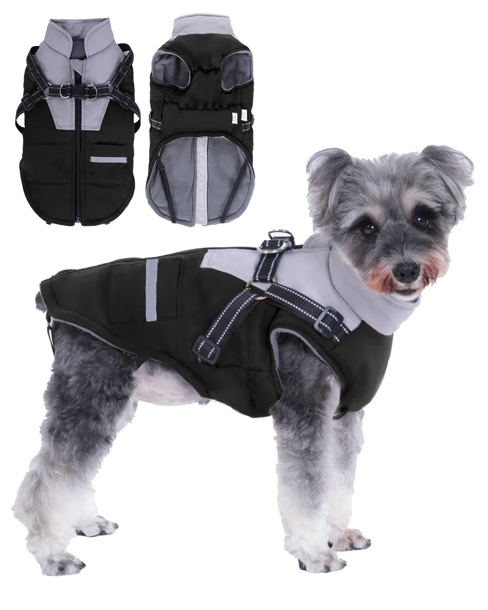 Manteau Chien Hiver Imperméable avec Harnais pour Petits, Moyens et Grands Chiens - Durable et Lavable en Machine