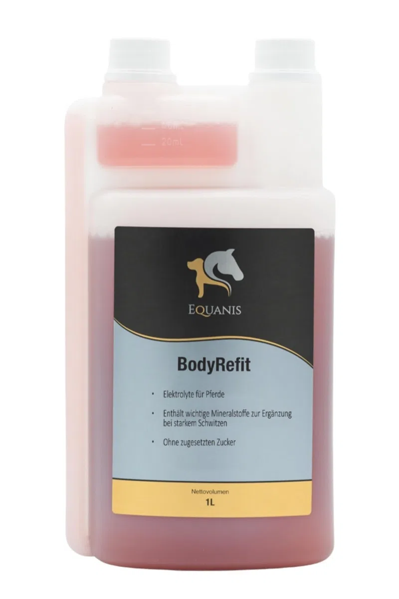 Equanis BodyRefit - Électrolytes pour chevaux en composition premium, peut prévenir les carences en électrolytes après une forte transpiration. Avec betteraves rouges au lieu de sucres ajoutés