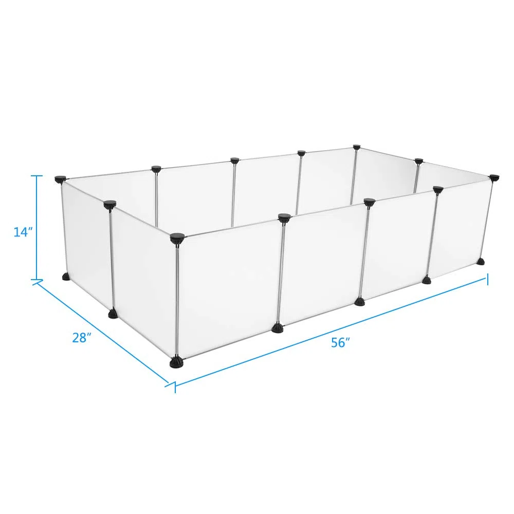 Parc Enclos, DIY Porte Petit Animal Pet Fence en Plastique, Cage, Clôture, Intérieur, Modulable, pour Cochon d’Inde, Lapin, Hérisson, Petits Animaux, 12PCS, Blanc