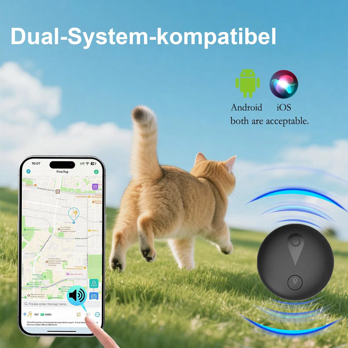 Collier GPS Chat,GPS Chien Compatible avec Les Systèmes iOS et Android Suivi Intelligent de La Localisation en Temps Réel Longue Autonomie Collier GPS pour Chien Traceur pour Animaux étanche-Noir Mat