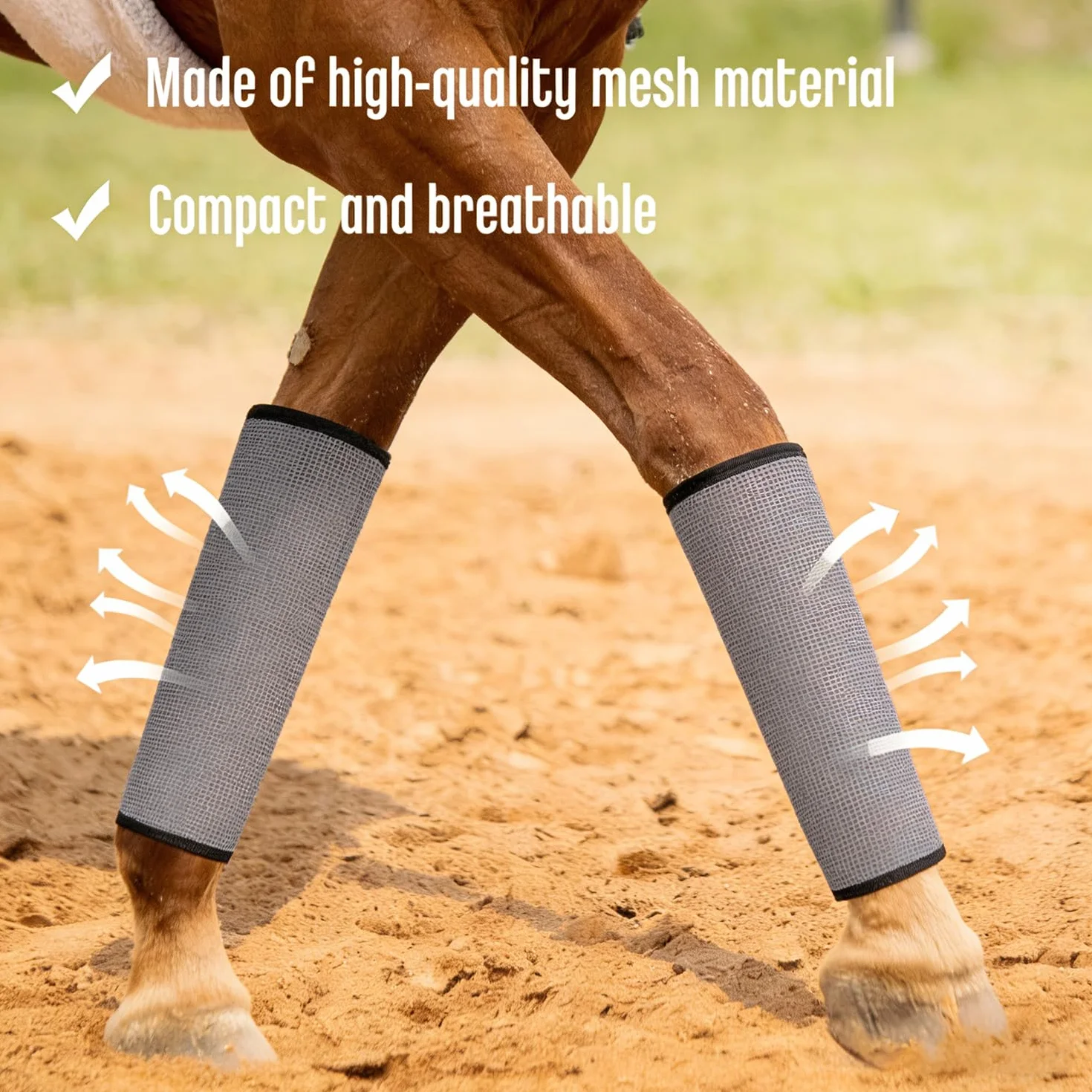 Guêtres Anti Mouches pour Chevaux - Lot de 4, Gris, Guêtreser Pourung Cheval, Adaptées pour Protéger Les Pattes des Chevaux Contre Les Mouches, Moustiques et Autres Insectes Nuisibles