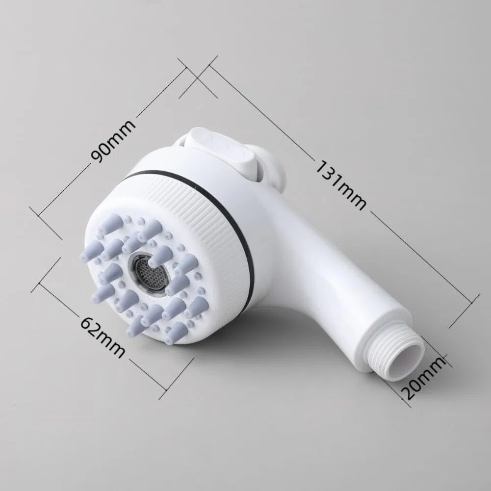 Pomme de douche pour chats et chiens avec pulvérisation réglable et brosse de massage, pour la maison, la salle de bain, le bain (argent)