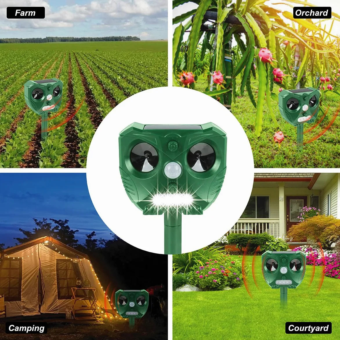 2X Répulsif Chat Ultrason, Repulsif Chat Solaire Extérieur Efficace Contre Les Chats et Autres Animaux, Protégez Votre Jardin