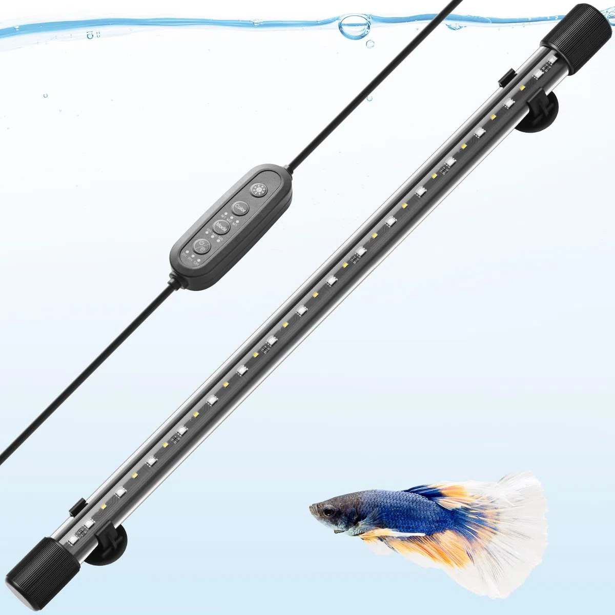 Rampe LED Aquarium 58cm, Éclairage RGBW Spectre Complet IP68 Étanche, Minuterie & Régulation de Luminosité, Ajustement de Couleur 24/7