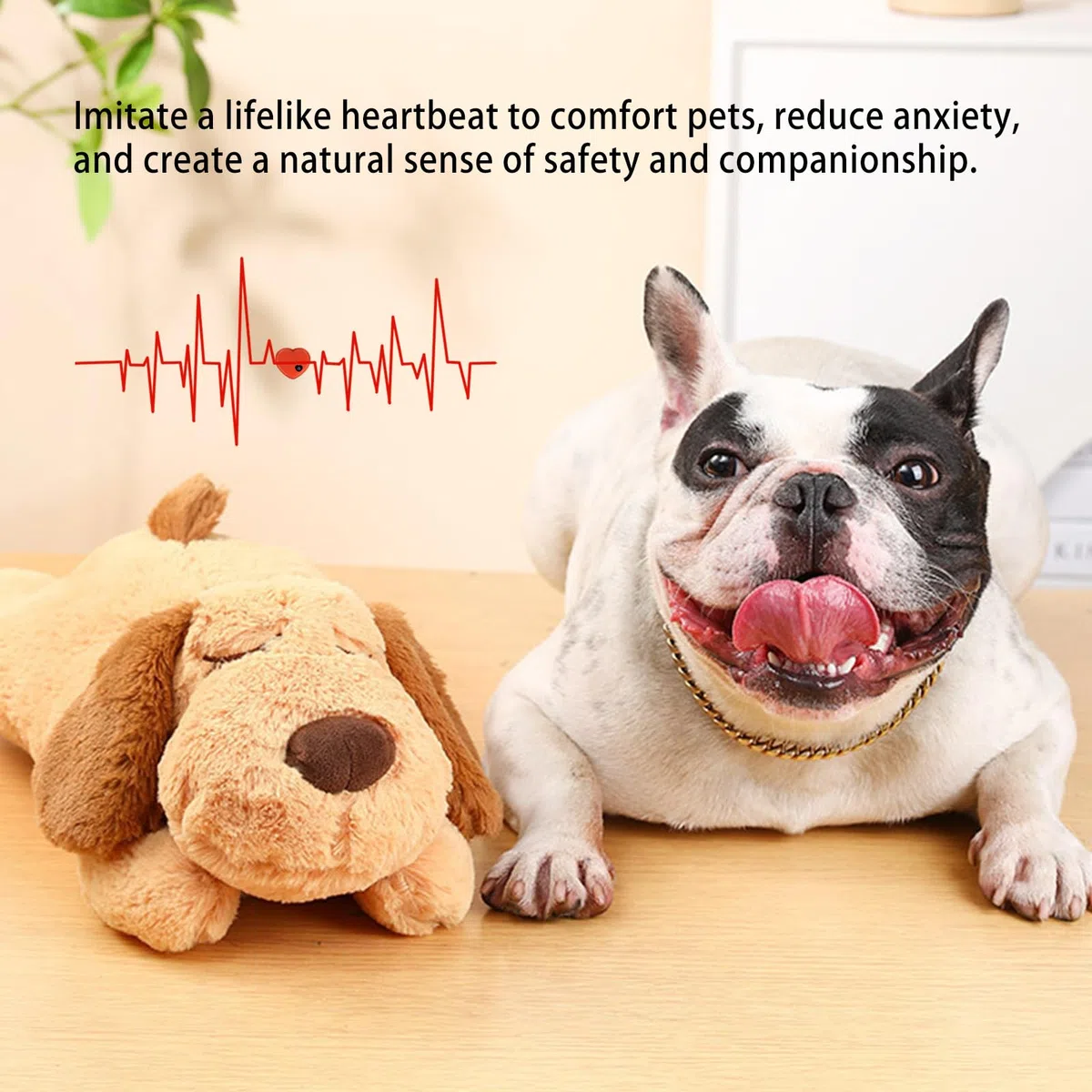 QKTYB Jouet pour Chiot avec Battement de cœur, Chiots séparant l'anxiété Jouet pour Chien en Peluche Douce Compagnon endormi Aide comportementale Chiot Chien Animal Domestique