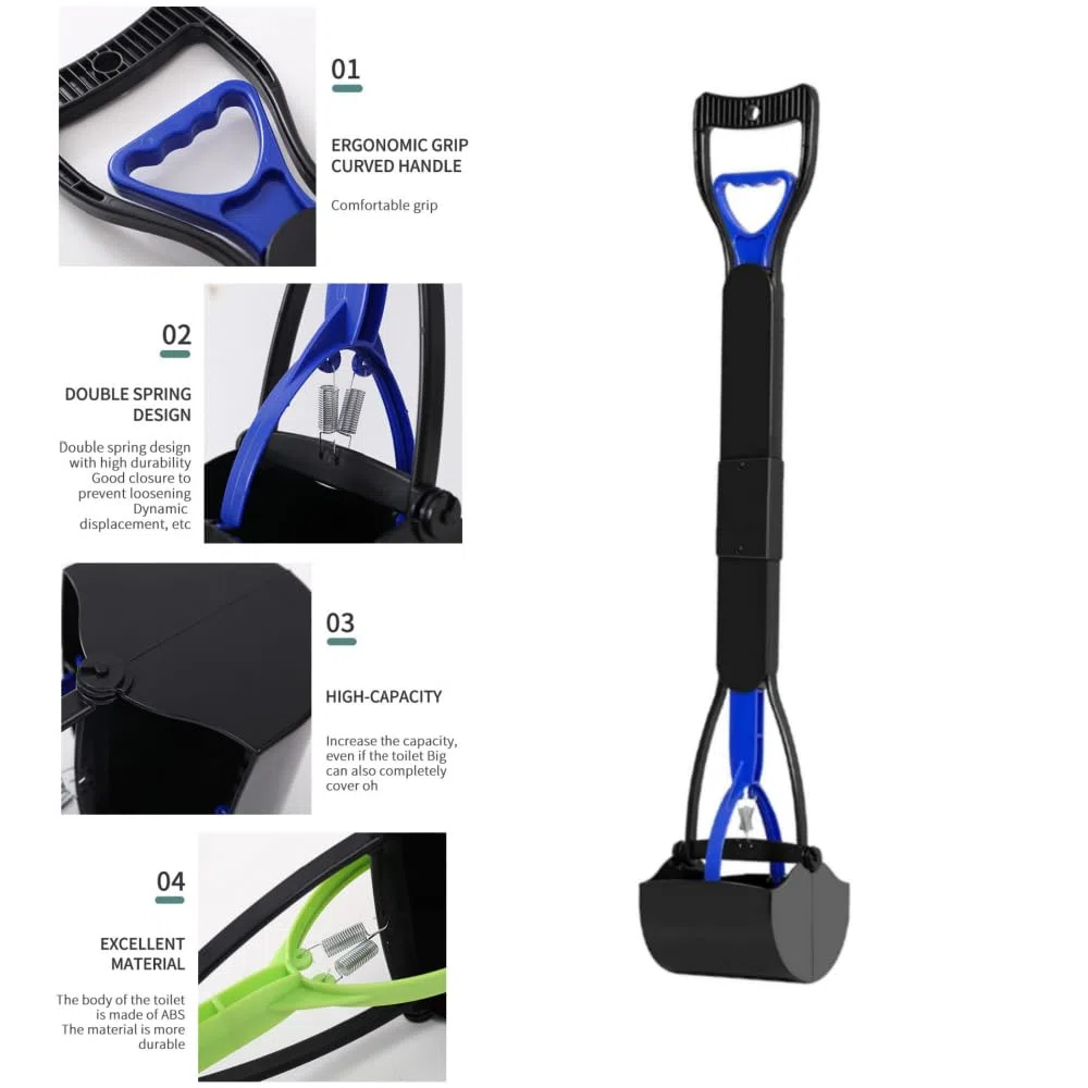 Trottinette à déjections canines de grande taille avec poignée de 81,3 cm de long pour nettoyer les déchets d'animaux ou les déchets de jardin, pas besoin de s'arrêter