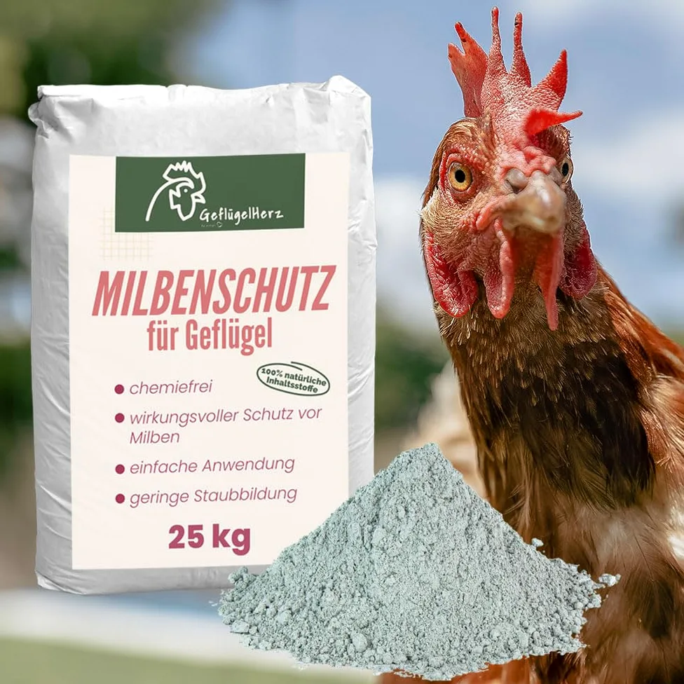 Petigi GeflügelHerz Protection 100% Naturelle Contre Les acariens 25 kg Bain de poussière pour Poulets Poudre Contre Les acariens Bain de Sable Bain Sec Poudre d'acariens Agent Anti-acariens