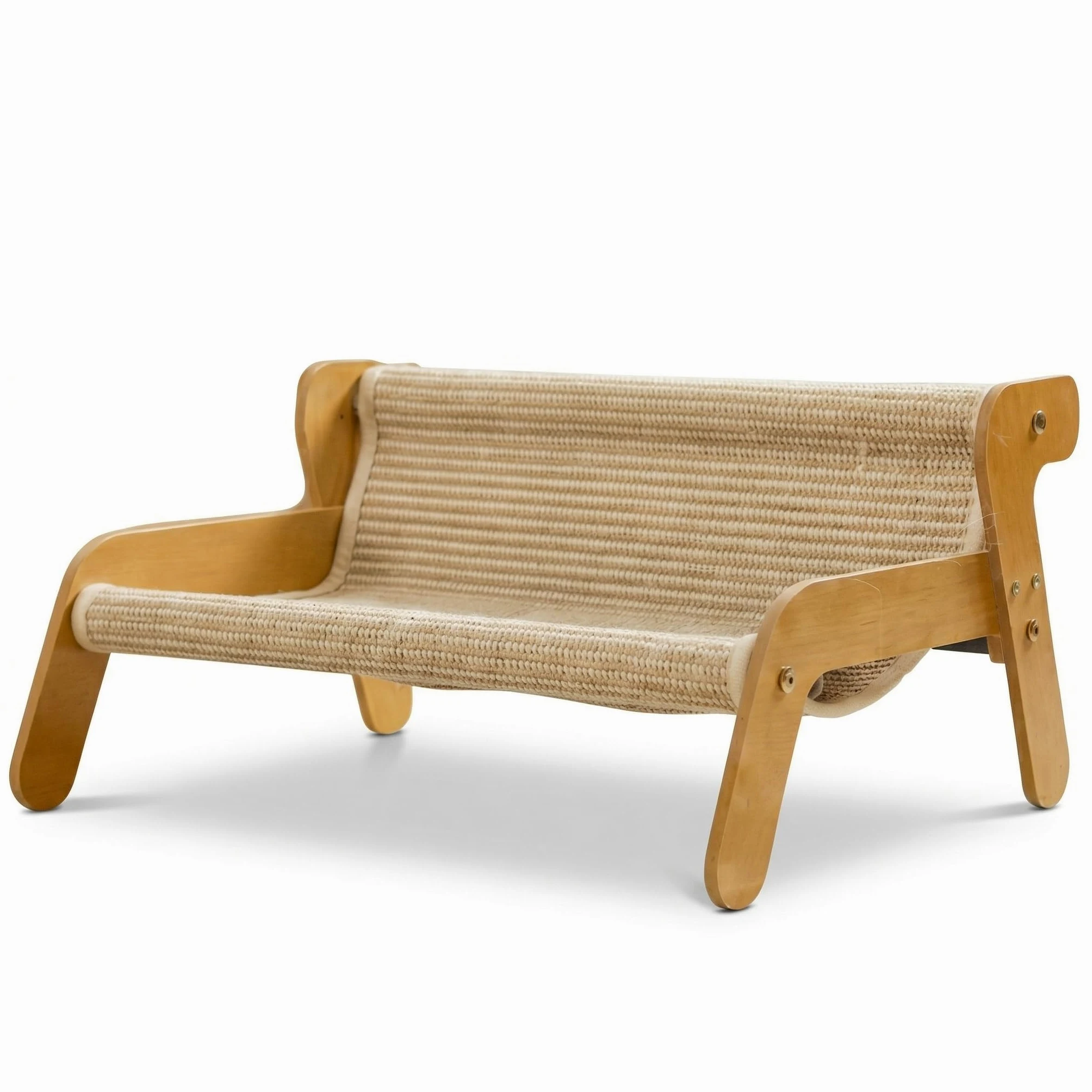 Lupo & Felix Hamac Griffoir pour Chat 2 en 1 en Bois et Sisal Naturel – Panier Suspendu, Niche et Lit pour Félin Adulte – Grattoir Résistant 54x44x28 cm –9kg Max
