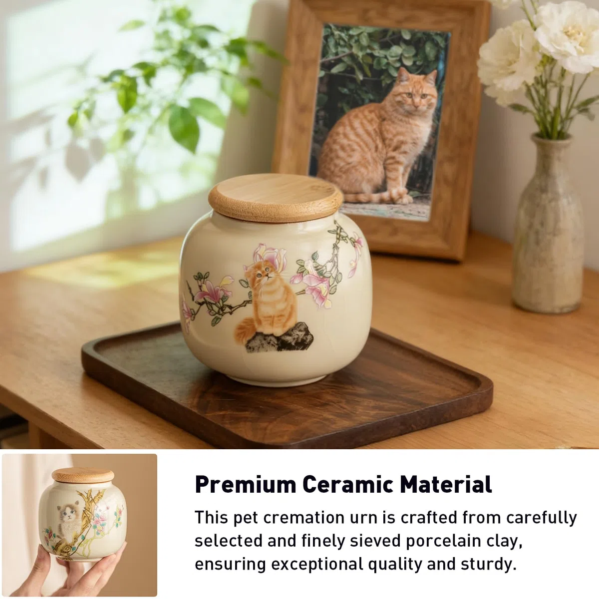 Urne funéraire en céramique pour animal de compagnie – Bocal commémoratif hermétique et portable, résistant à l'humidité et portable, petit souvenir pour cendres de chat, récipient pour