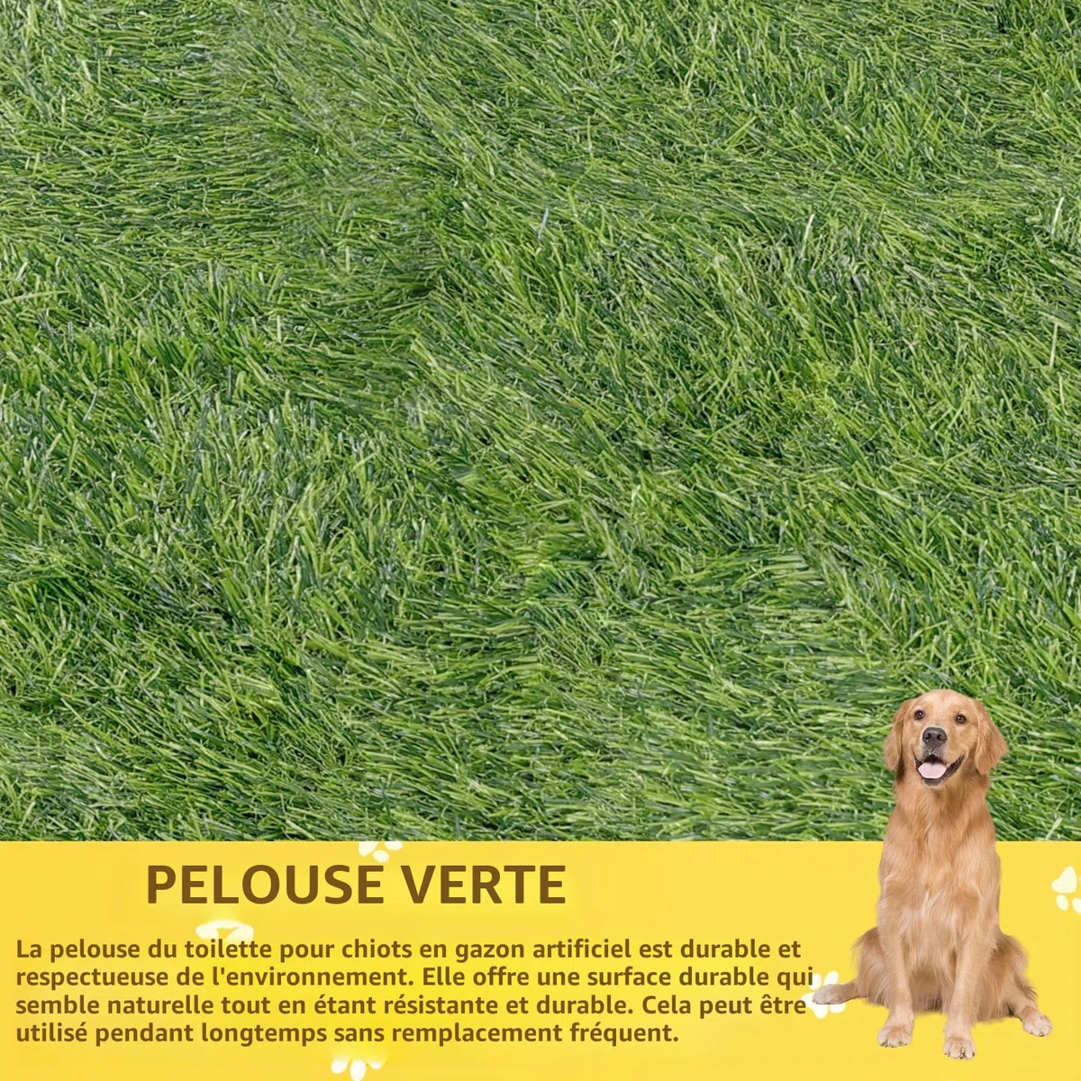 Bac à Litière pour Chien - Gazon Artificiel 50 x 70 cm - Tapis d'Entraînement pour Chiot - Lavable et Imperméable - Pour la Maison