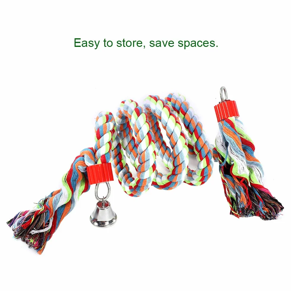 1.6 mètres perroquet à l'élastique balançoire en spirale debout jouets avec corde cloche perche de coton oiseaux fournitures pour grand moyen petits perroquets