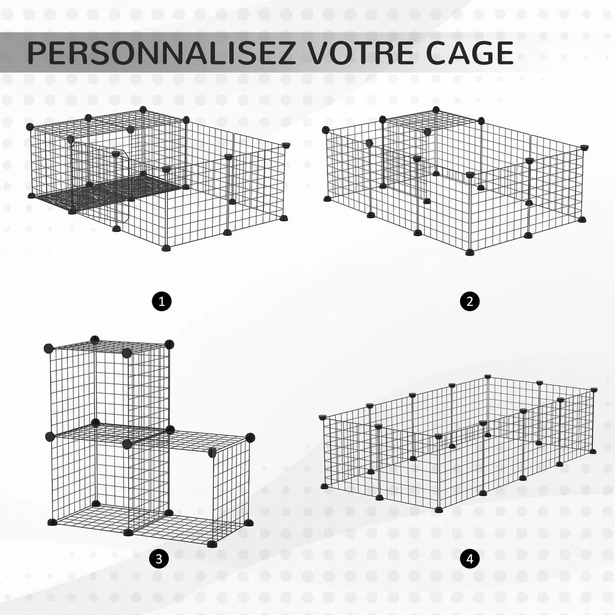 PawHut Enclos pour Petits Animaux Parc pour Lapins, cochons d'Inde et rongeurs clôture pour Animaux domestiques modulable, Noir