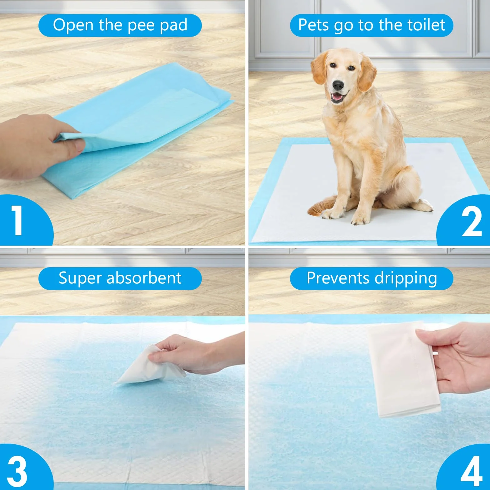 50 Pièces Alaise pour Chien, 60 x 90cm Aleses Jetables pour Chien, 5 Couches Tapis Educateur Chiot, Tapis Hygiénique Absorbant, Anti-Fuite et Séchage Rapide