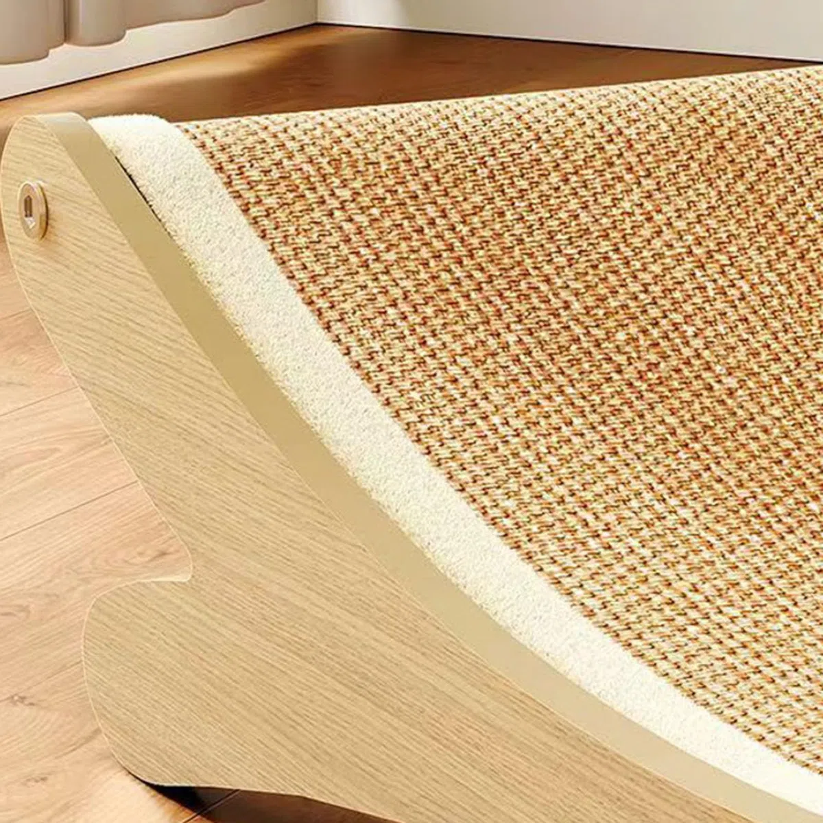 Lit 2-en-1 en sisal pour chat avec griffoir pour chats de grande taille - Hamac avec coussin en sisal, meuble en bois pour chat pour griffer et se reposer (Khaki 1 pièce)