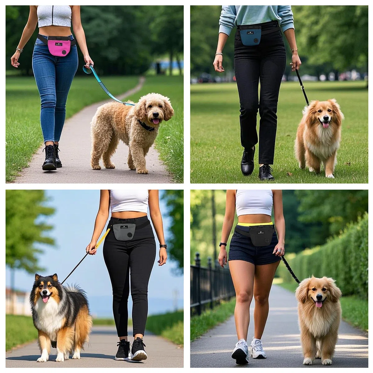 Sac de Dressage pour Chien avec Fermeture à Pression magnétique, Sac Banane pour Dressage d'animaux de Compagnie en Plein air, avec Support de Sac Poubelle (Noir)