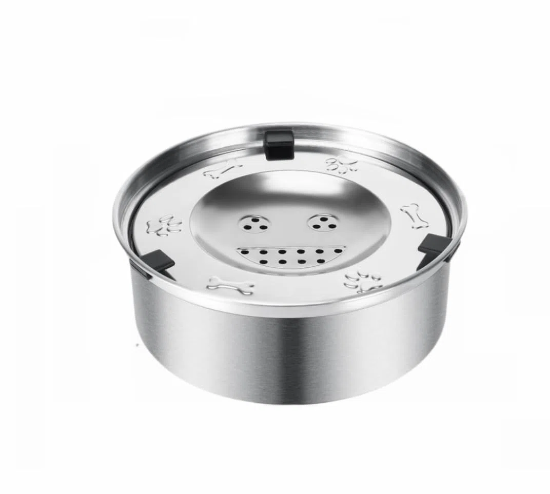 Gamelle Anti-Éclaboussure Chien1L, Gamelle Eau Chien en Acier Inoxydable, Anti-Éclaboussure avec Fond Antidérapant, Anti-Renversement