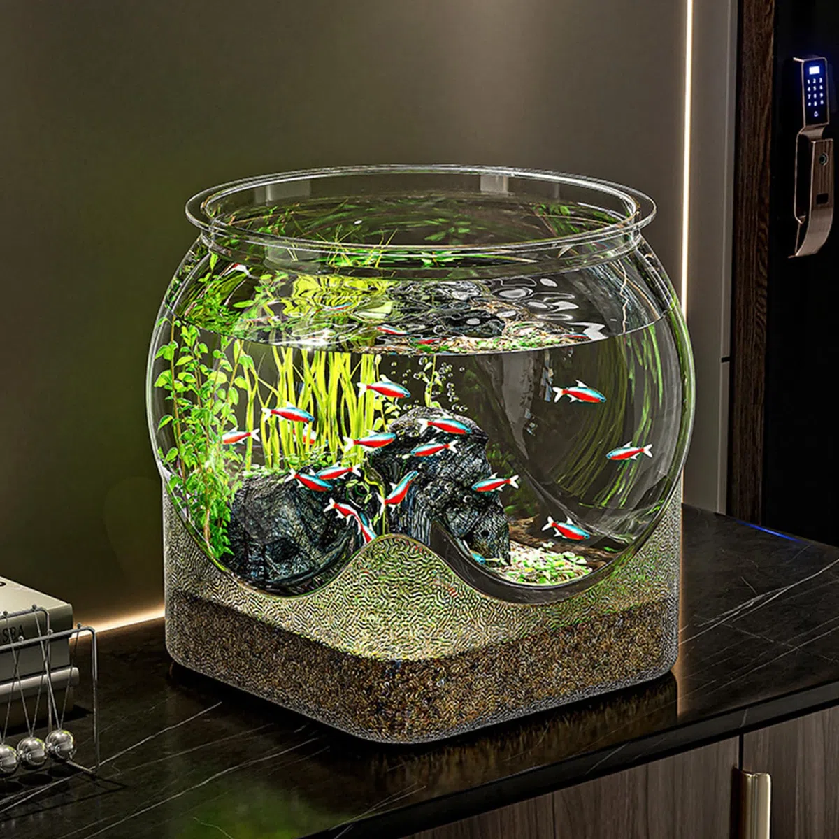 Fish Bowl | Aquarium Clair pour Poisson Combattant - Récipient Floral pour Maison Chambre Salle De Bain Bureau Détente - Décoration pour Salon Salle De Bain Chambre Bureau Dortoir