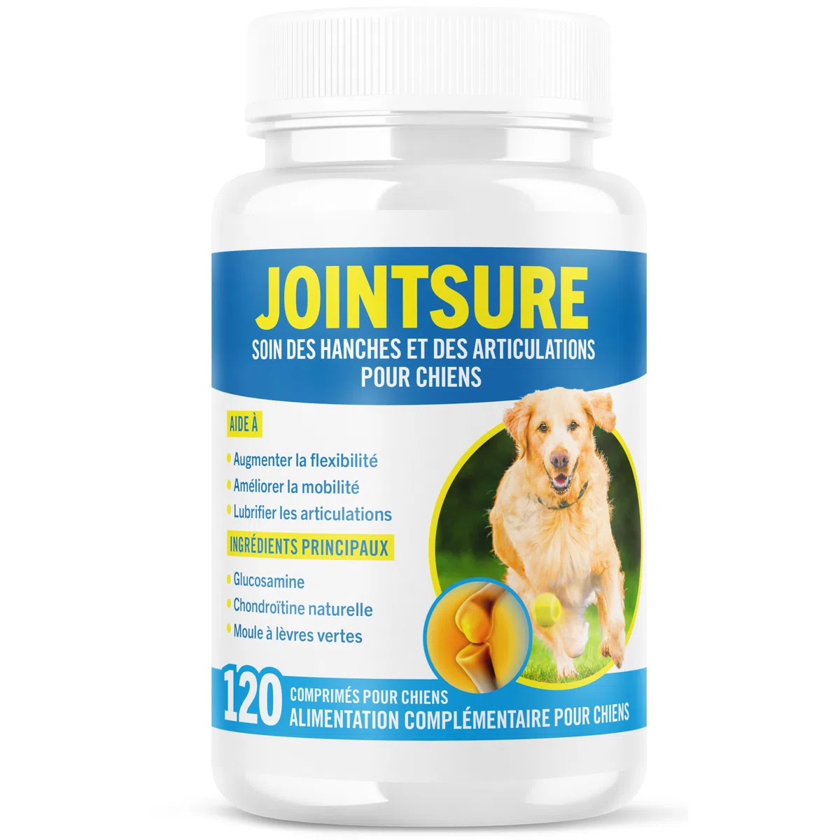 JOINTSURE Senior – Comprimés Premium de Soin articulaire avancé pour Chiens | 120 comprimés avec glucosamine et Moule Verte pour la mobilité et la solidité des articulations