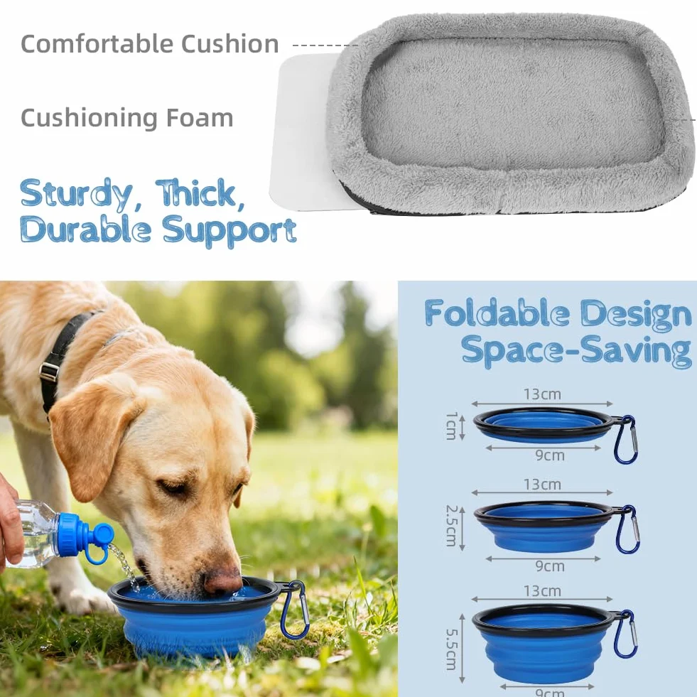 Sac Transport Chat Chien,Cage de Transport XL Anthracit,Respirant et Pliable,Bandoulière Réglable,Sac Voyage Chat avec Matelas en Peluche Amovible + Bol,Approuvé par Les Compagnies Aériennes