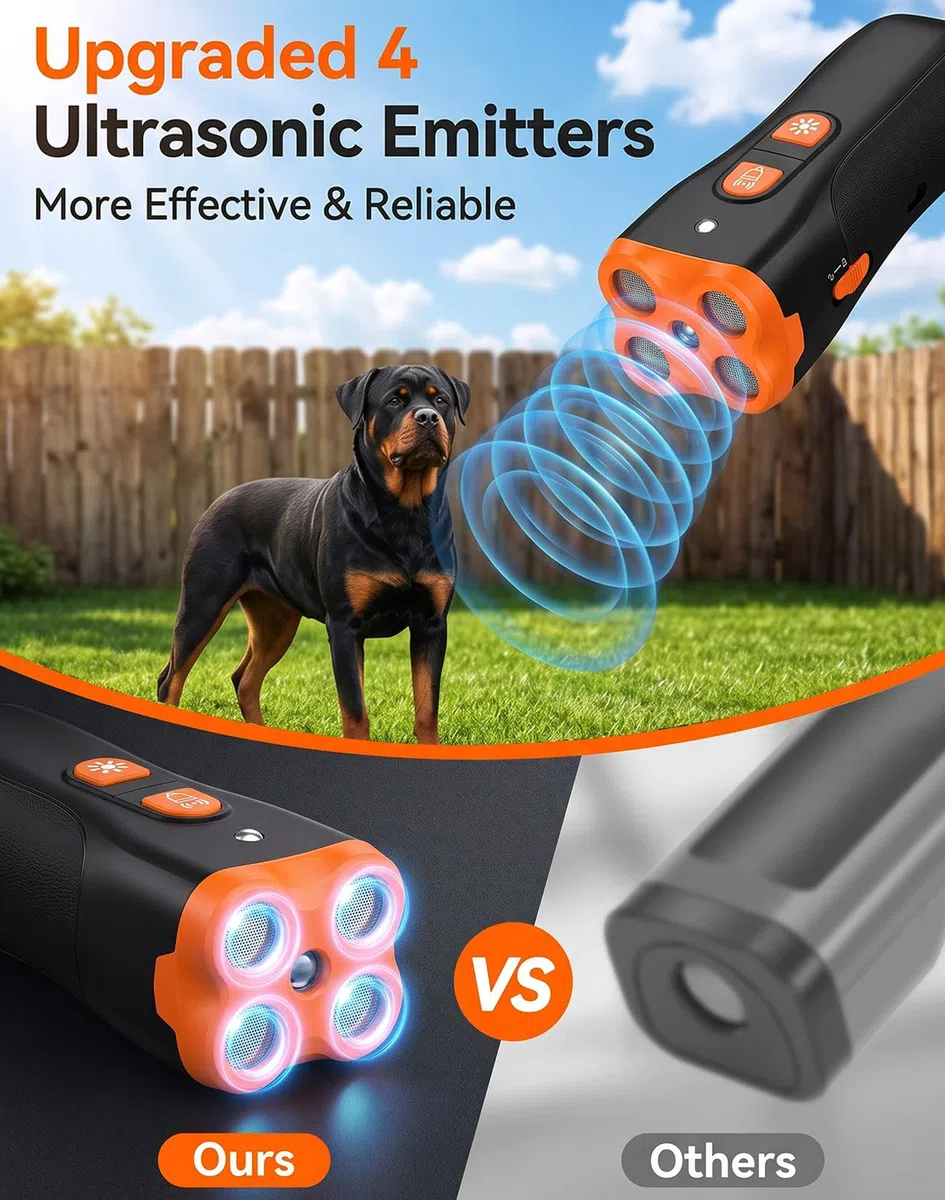 Dispositif de Dissuasion d'Aboiement pour Chien, Appareil Ultrasonique Anti-Aboiement Sécurisé pour Chiens de Toutes Tailles, Dresseur Canin Rechargeable et Portable, Portée 50ft, Intérieur &Extérieur