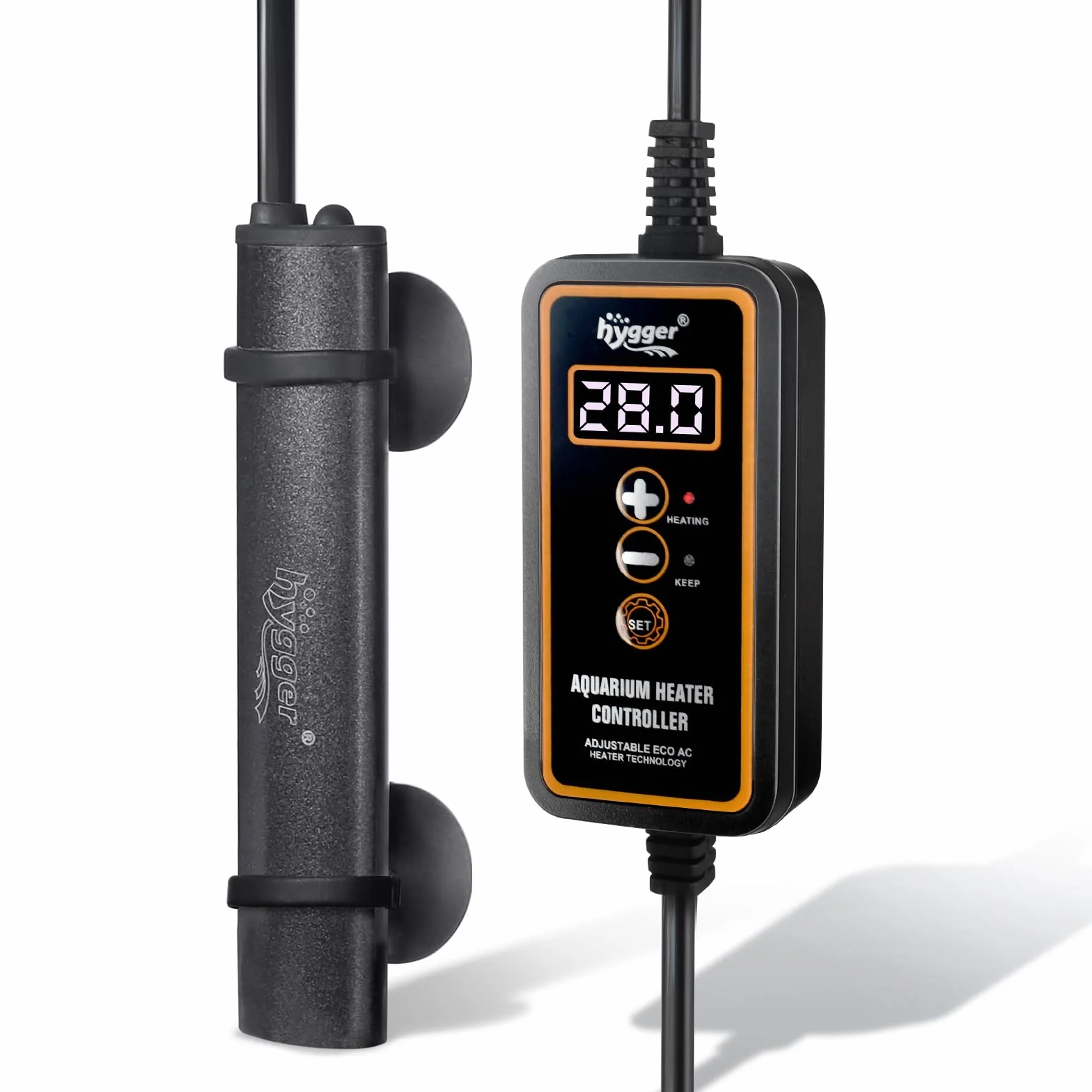 hygger Mini Chauffage Aquarium, 25W Submersible Betta Chauffages pour Aquarium avec Contrôleur Externe Affichage Numérique, Chauffage Aquarium Tortue Adapté Réservoirs d'eau Douce Jusqu'à 20L