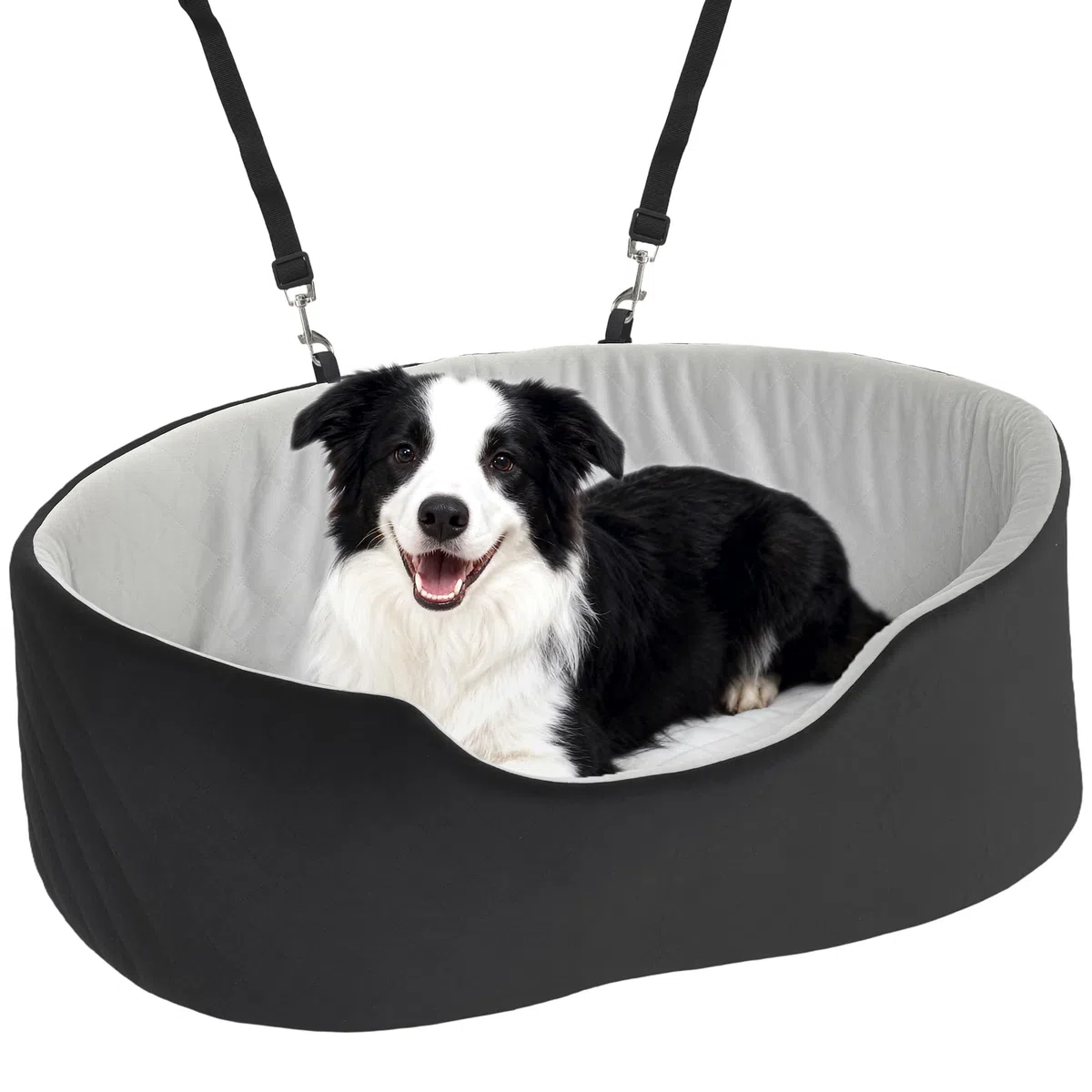 PawHut Siège Auto pour Chien avec Ceinture de sécurité et Fixation, siège de Voiture pour Chiens rembourré Confortable Portable jusqu'à 15kg, Panier Voiture pour Animal Coussin Amovible, Noir